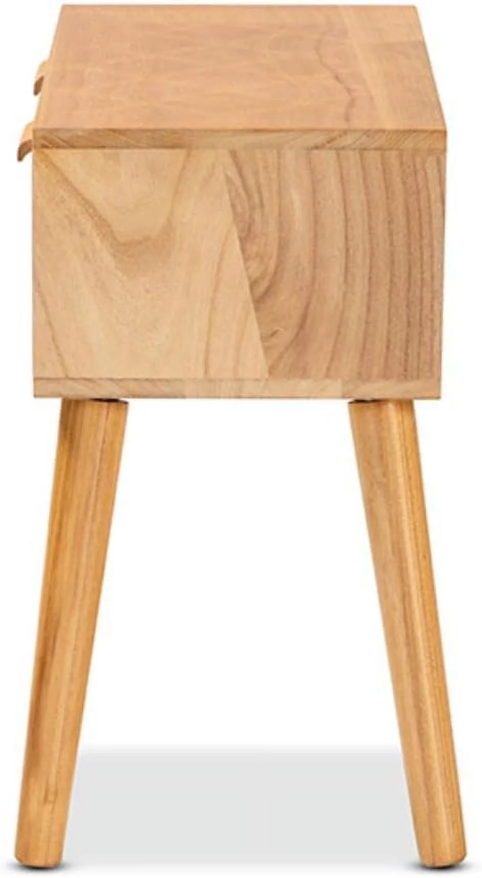 MQLIFEBOOM Falan Oak Brown Finished Wood 2-Drawer Console Table with Rattan