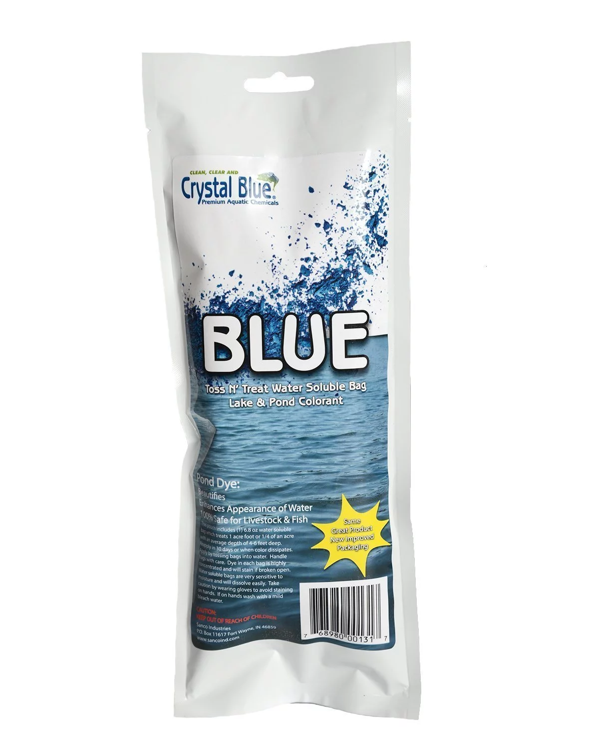 Crystal Blue Lake and Pond Dye Water Soluble Pack - Royal Blue Color - 1/4 Acre Packet
