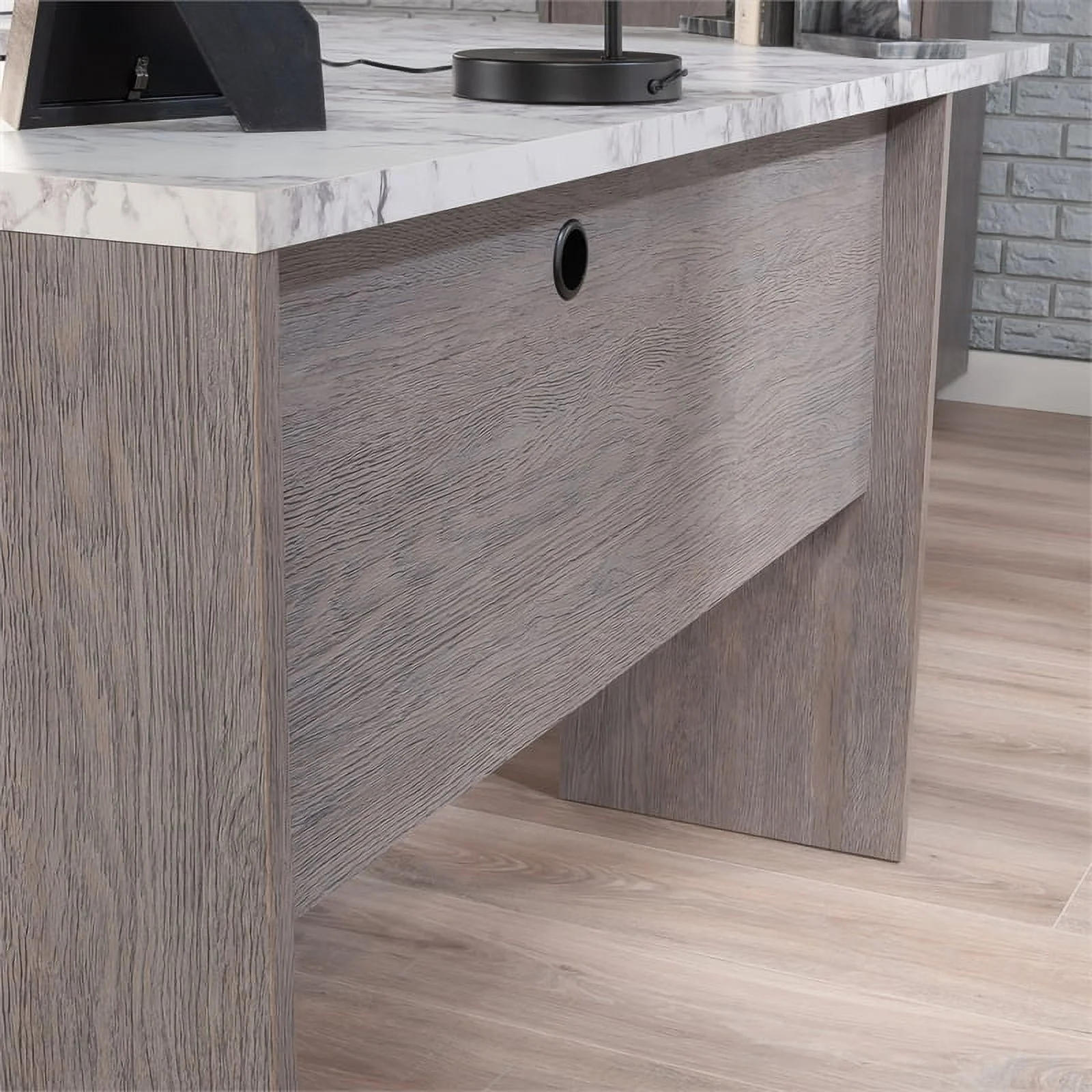 UrbanPro Modern Engineered Wood L-Shaped Desk in Ashen Oak Finish