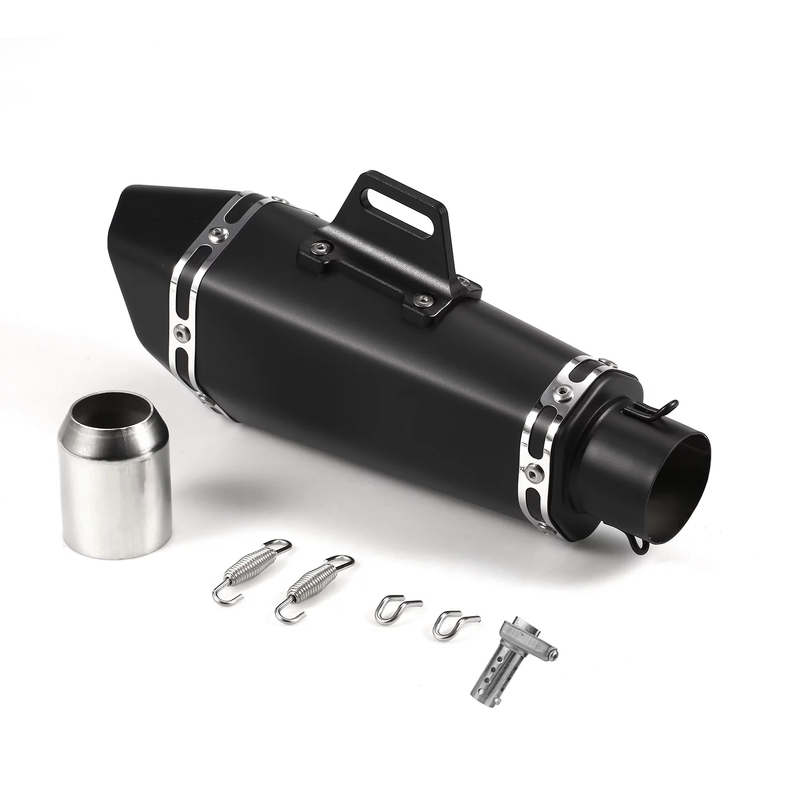 Motorcycle exhaust pipe,1.5-2'' Inlet Atv Zx6r 10r Muffler Pipes R25 R6 Z900 Z800 On Style Tail Tube Temperature Pipes Unversal Slip Inlet Stainless Steel Atv Pipes