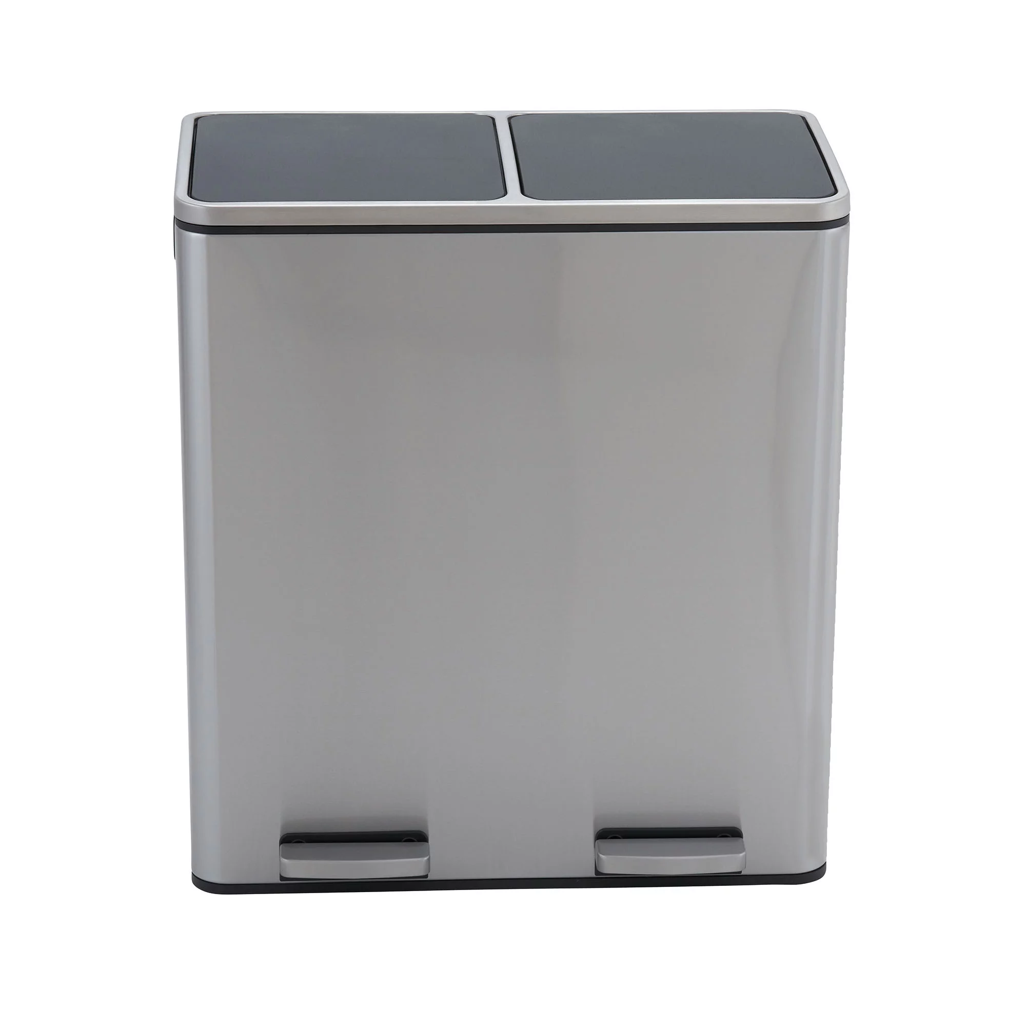 Design Trend Dual Compartments Stainless Steel Kitchen Step On Garbage Can and Recycle, 8 gal