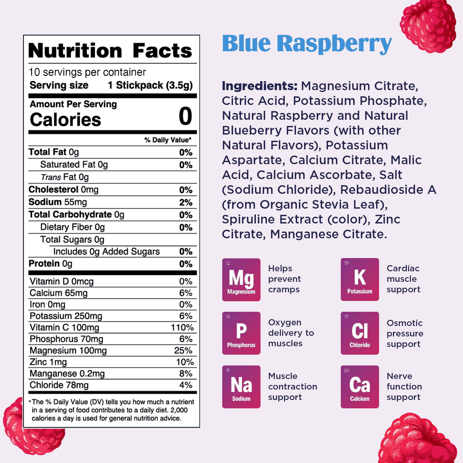 Ultima Replenisher Electrolyte Powder, Sugar Free Hydration Packets, Blue Raspberry, 10 Stickpacks