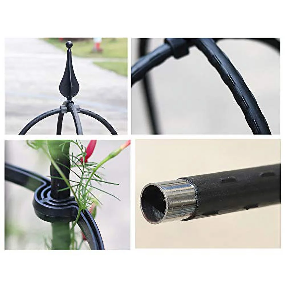 2Pcs Garden Obelisk Trellis, 23 Inch Metal Tower Obelisk Trellis Flower Support Trellis Support Metal Frame for Climbing Plants, Vines, Flowers (Black), (210402YF20-1-10019-1343266611)