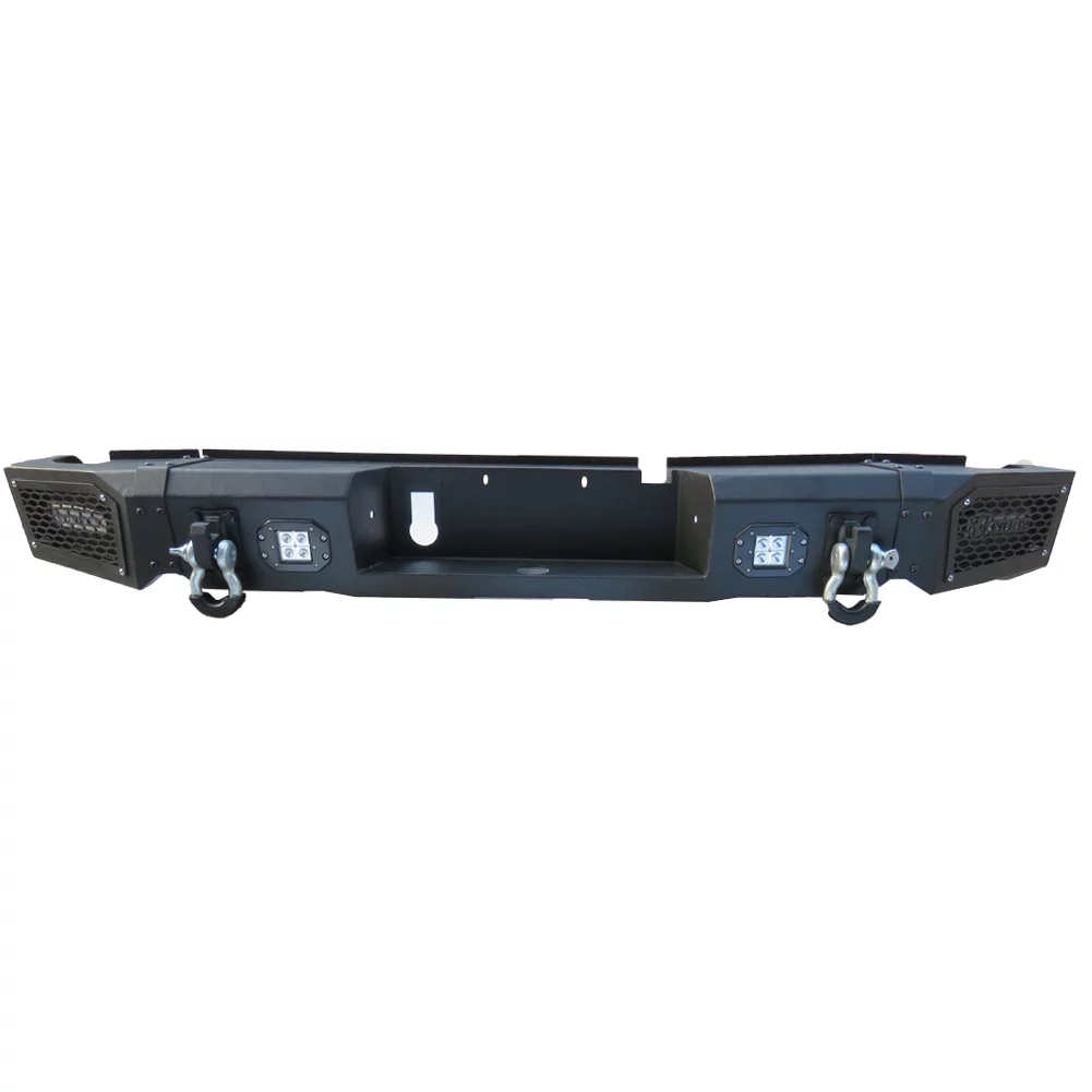 Ronghui Fits for 2013-2018 Dodge Ram 1500 New Steel Black Rear Bumper w/LED Lights & D-Rings
