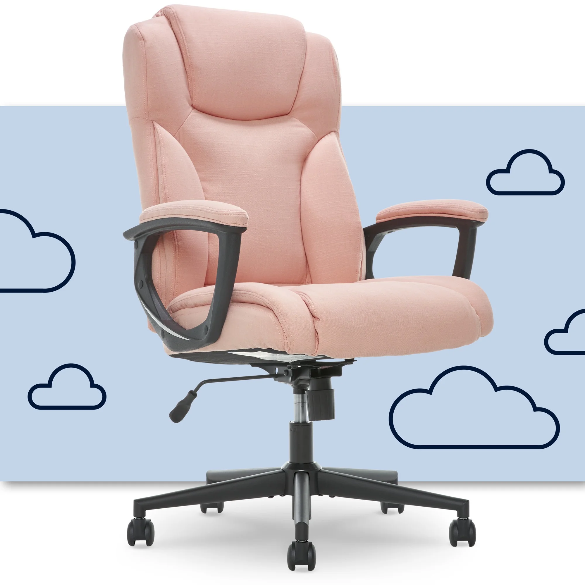 Serta® Style Hannah II High-Back Office Chair, Microfiber, Harvard Pink/Black