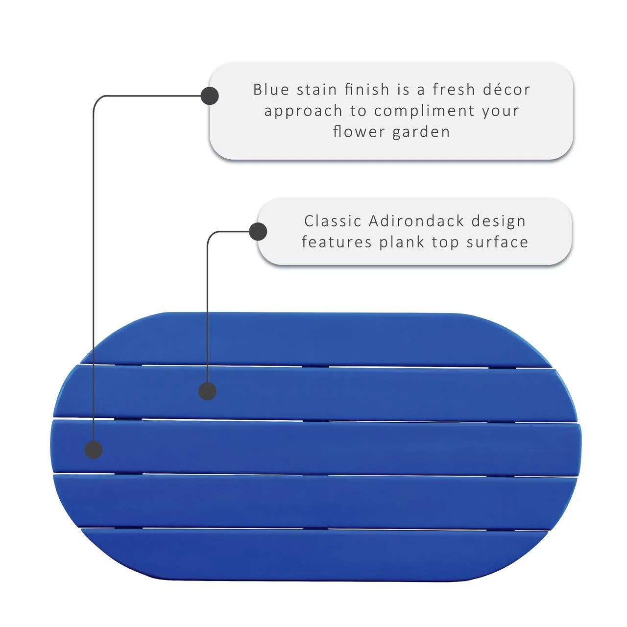 Linon Adirondack Mid-Century Oval Coffee Table, Blue