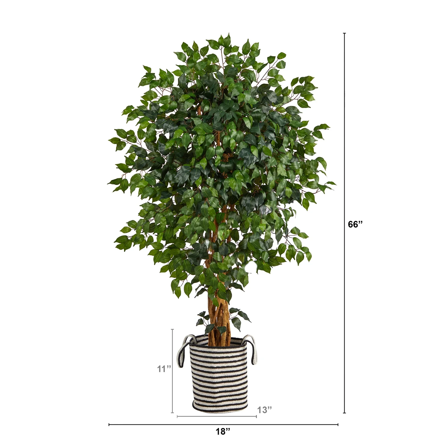 HomeStock 5.5Ft. Palace Artisanal Attic Artificial Tree In Handmade Black And White Jute And Cotton Planter