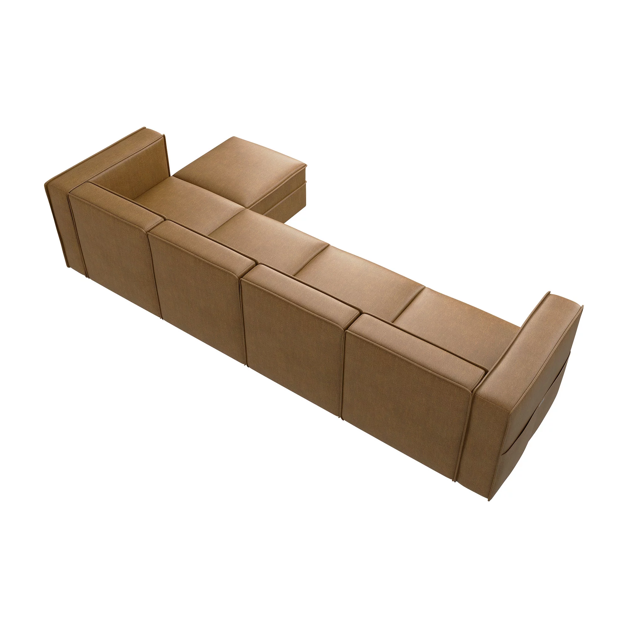 Nolany Reversible Sectional Sofa Couch L Shaped Sofa Modular 4-Seat Couch with Chaise, Caramel Microfiber