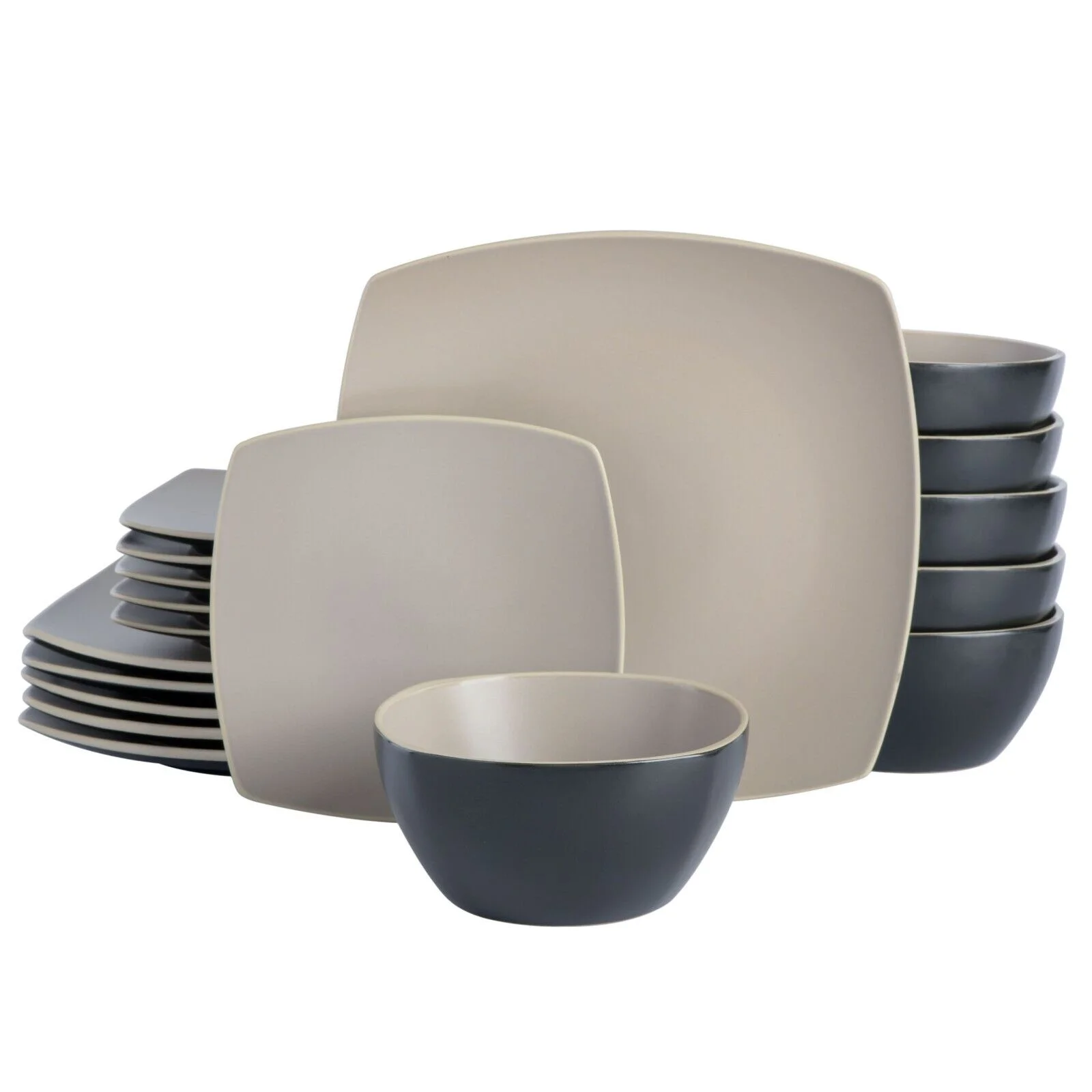 Gibson Soho Lounge Matte 18-Piece Stoneware Dinnerware Set - Taupe