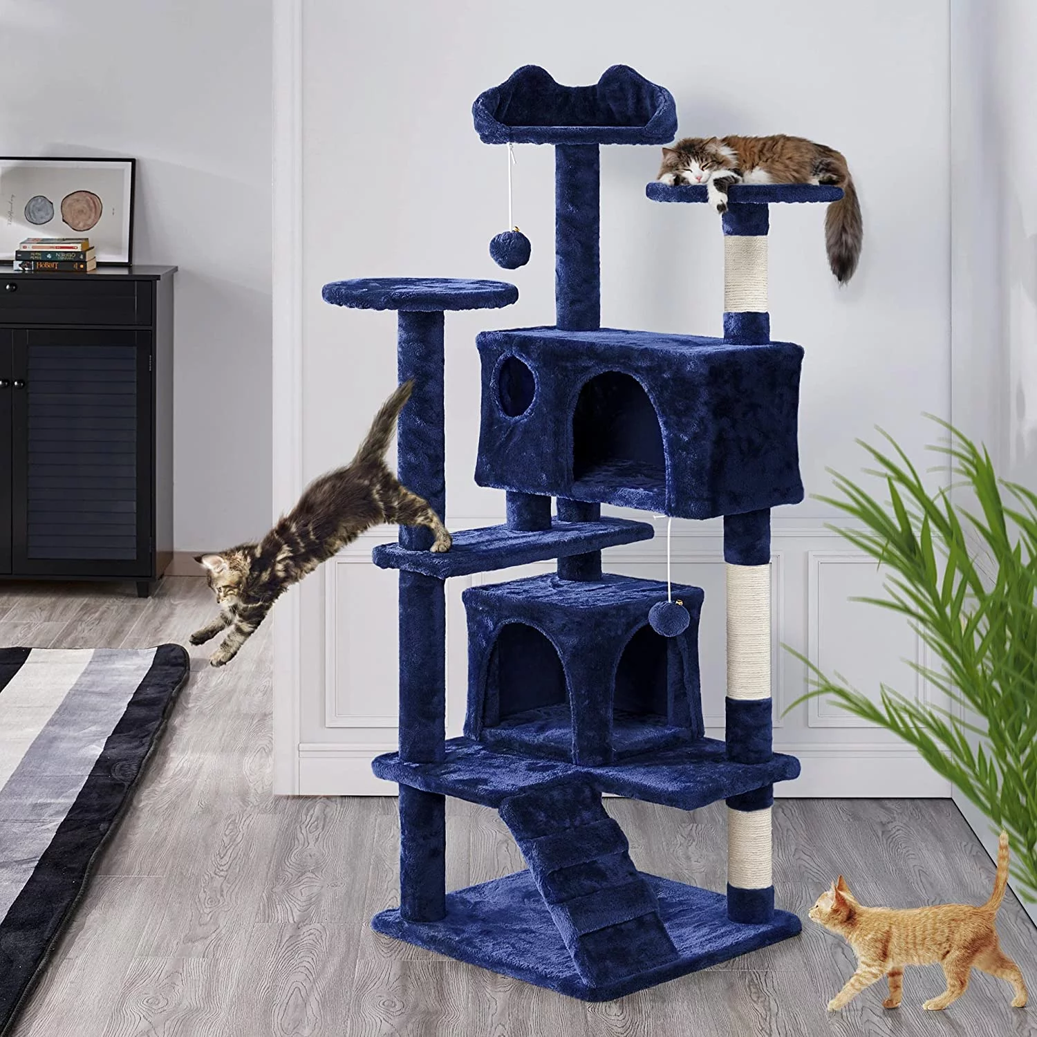 54in Cat Tree Tower Condo Furniture Scratch Post for Kittens Pet House Play
