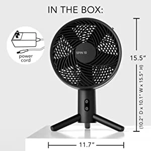Sharper Image SPIN 10 Oscillating Desktop Fan, 15.5