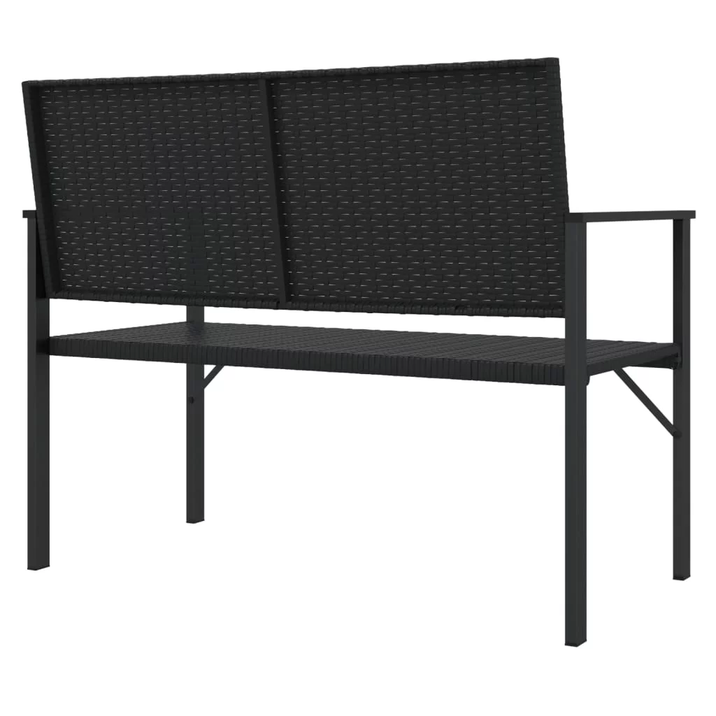 Aibecy 2-Seater Patio Bench Black Poly Rattan