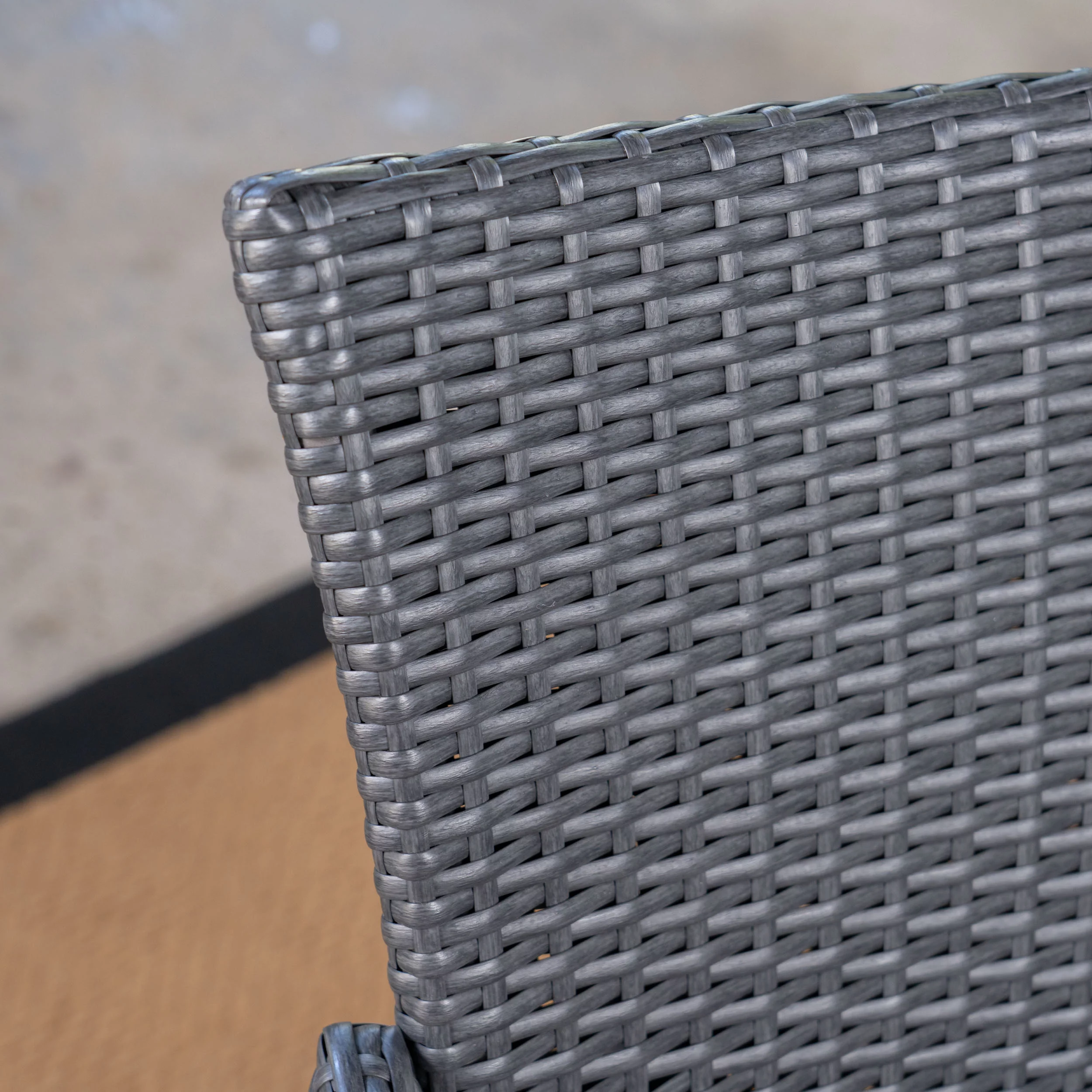 Lainey Outdoor 5 Piece Acacia Wood and Wicker Dining Set, Gray, Gray