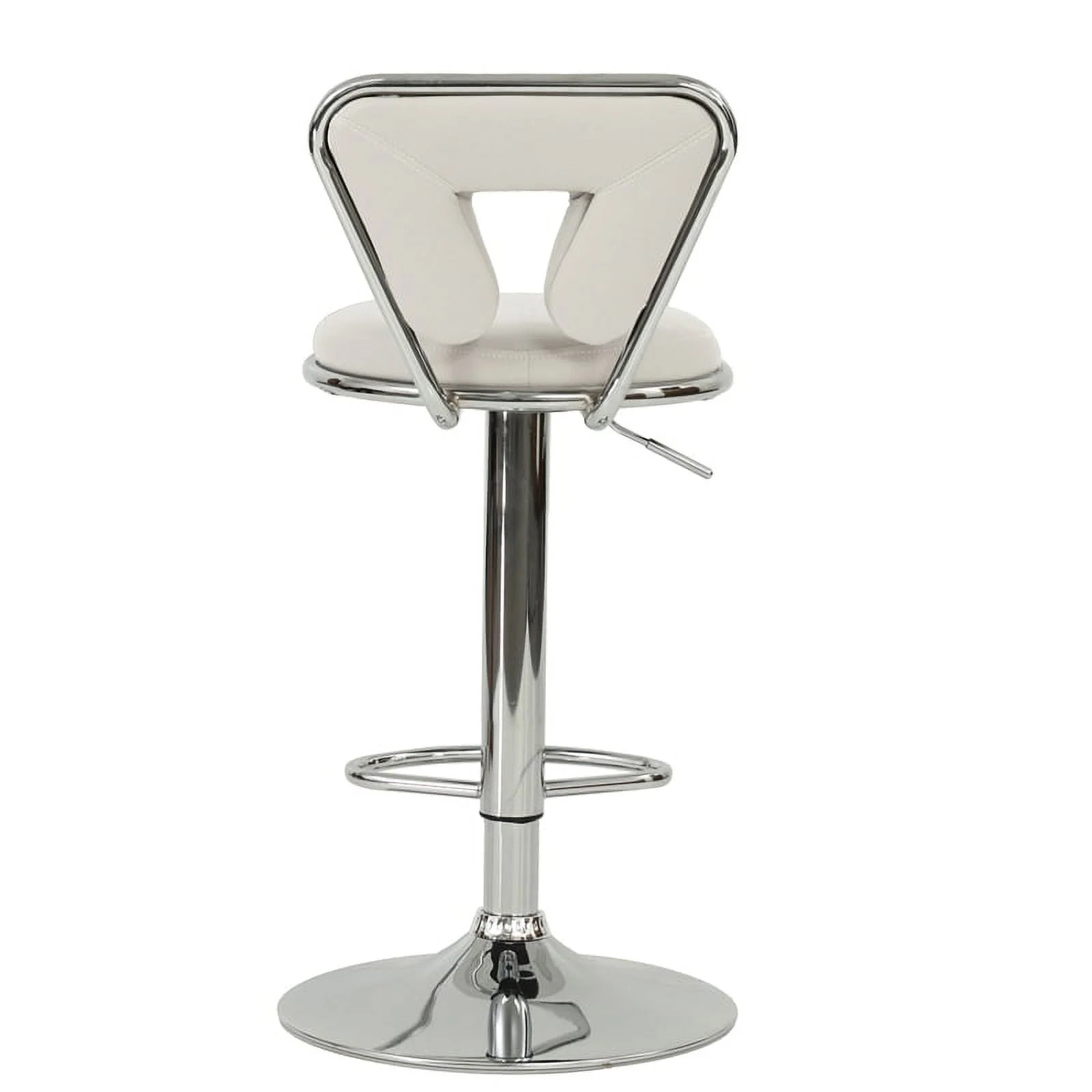 Poundex F1642 16 x 18 x 34-40 in. Adjustable Height & Swivel Barstool in White Faux Leather - Set of 2