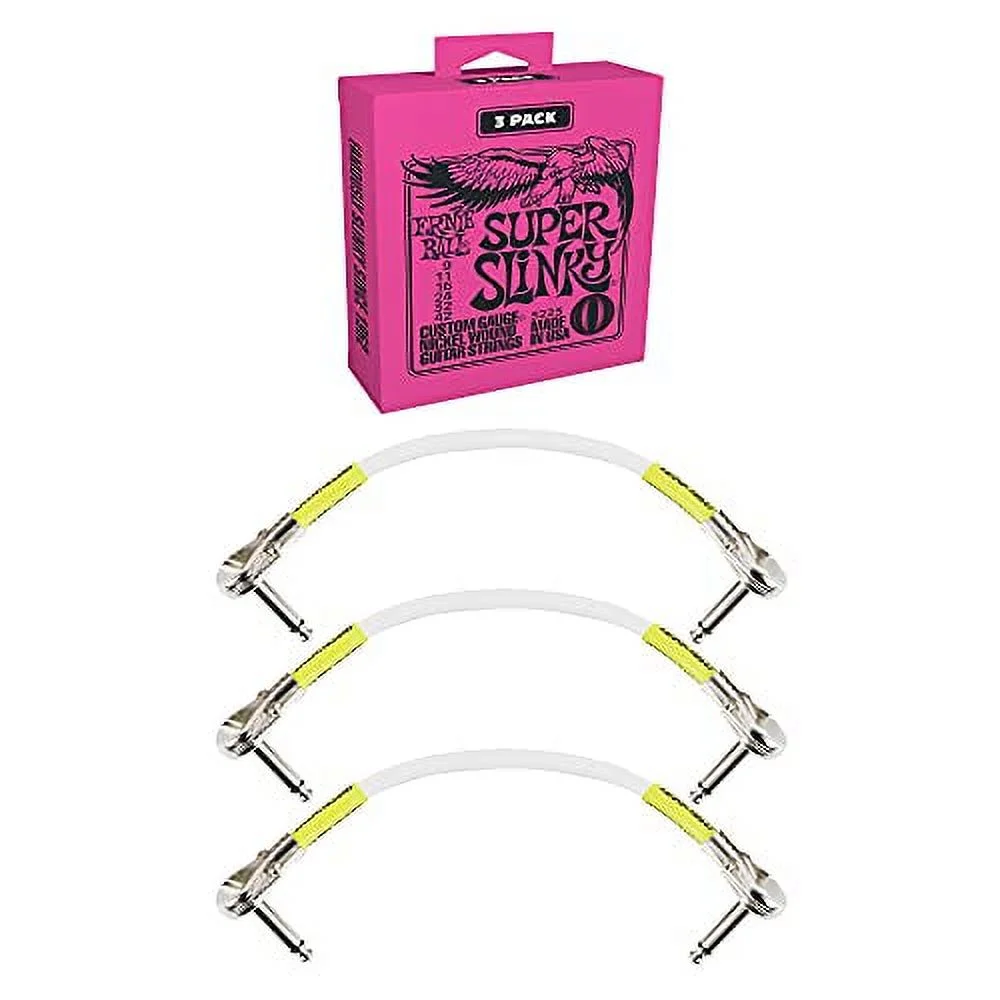 Ernie Ball Guitar Strings Cables Patch Electric Super Slinky 3 of Each