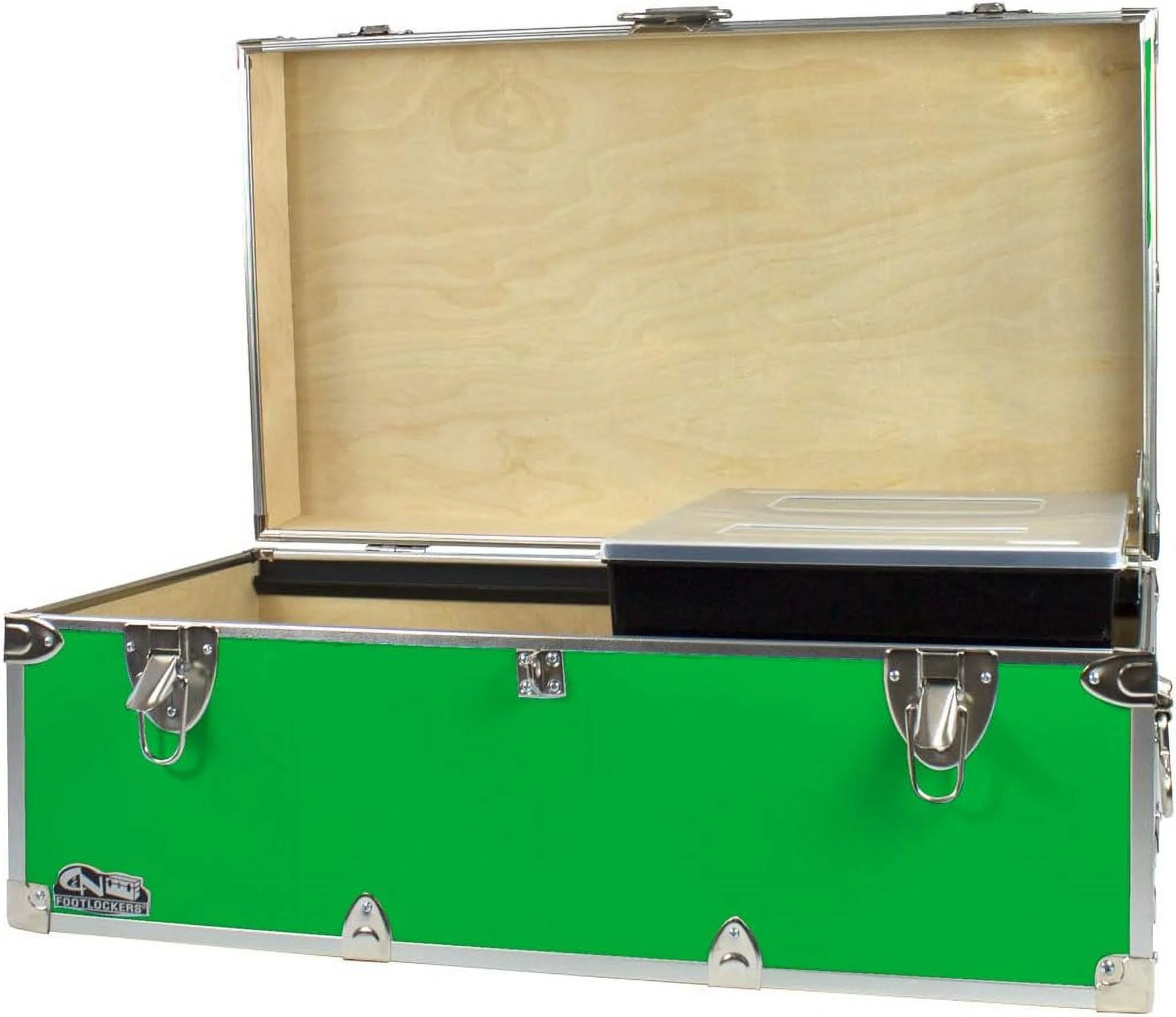 Summer Camp Trunk With Organizer Tray - Happy Camper Storage Chest - Available In 20 Colors - 32 X 18 X 13.5 Inches (Lime Green)