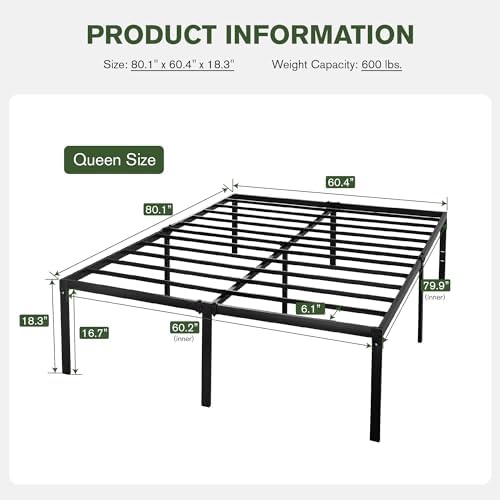 YPDRYGV Heavy Duty Twin Size Platform Bed Frame with 18 inch Large Under Bed  Space  Sturdy Metal Frame/Mattress Foundation/ Box Spring Needed/Easy Assembly/Noise-Free
