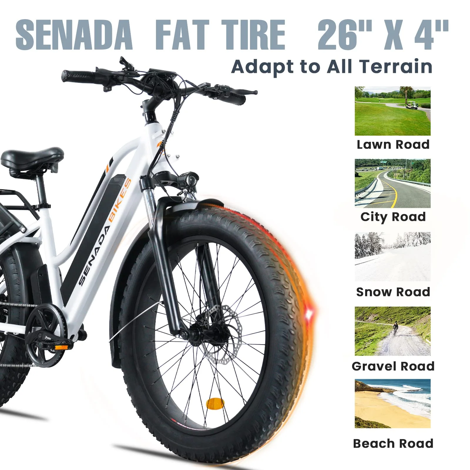 SENADA Electric Bike for Adults, 48V 21Ah Battery with 26