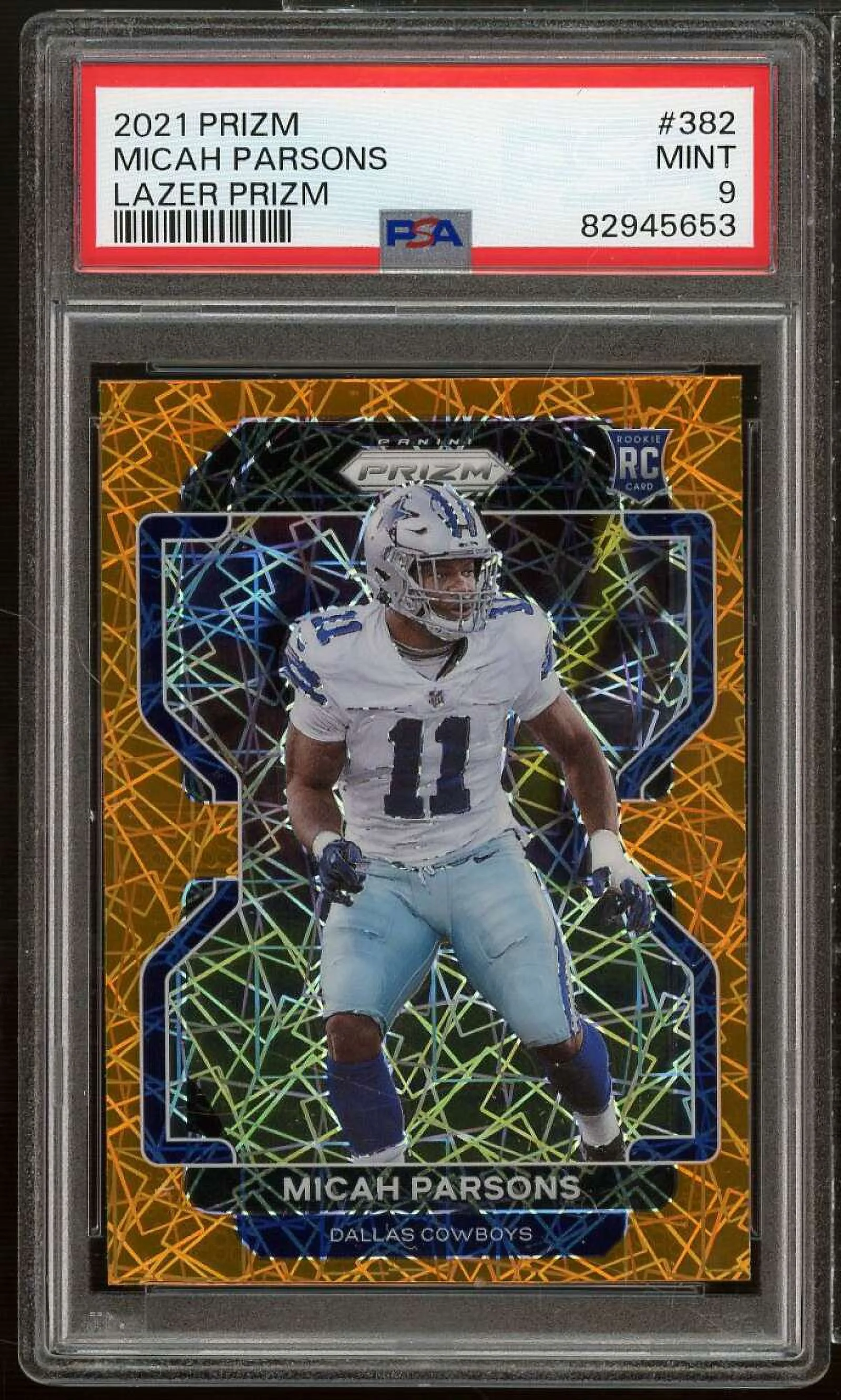 Micah Parsons Rookie Card 2021 Prizm Lazer Prizm #382 PSA 9