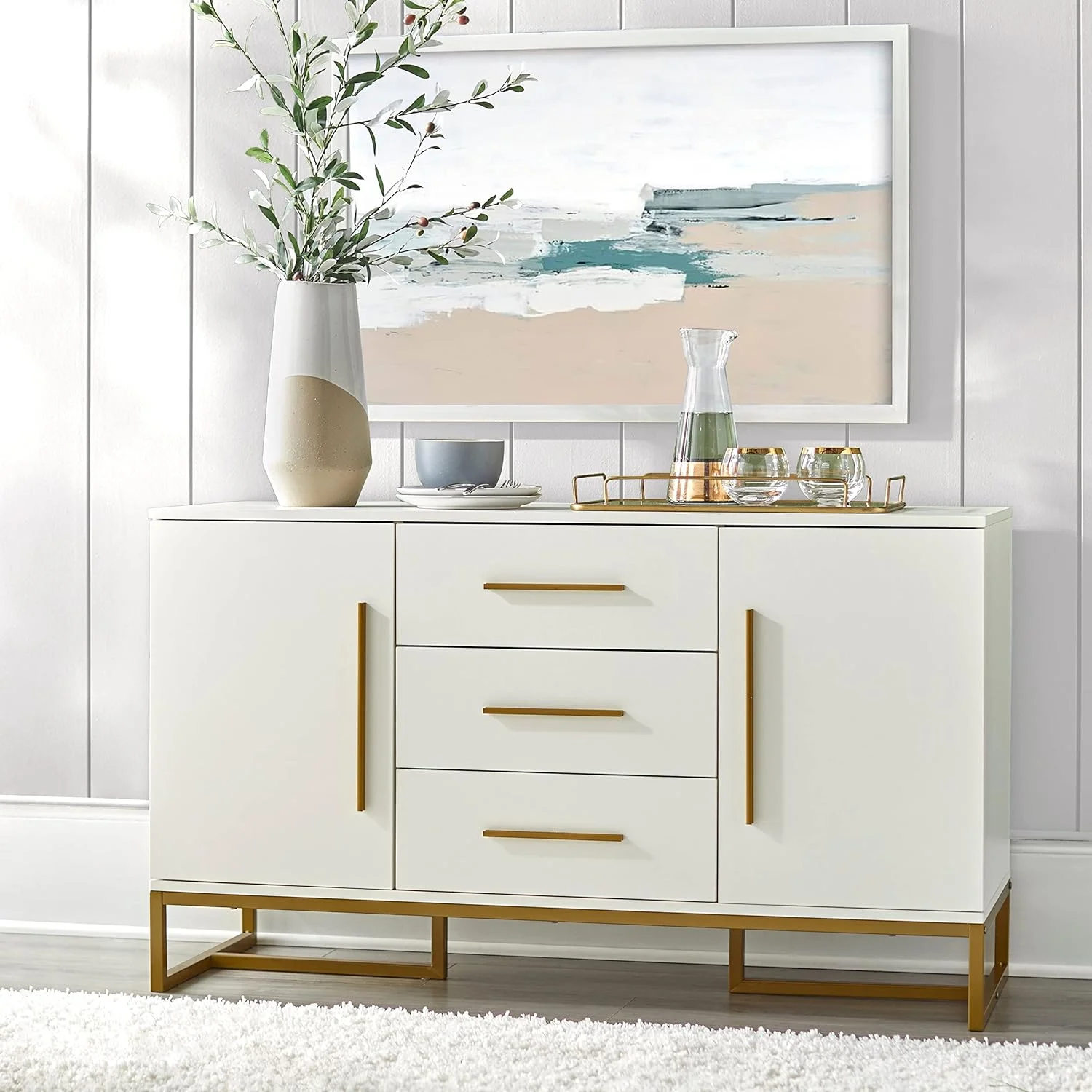 HBBOOMLIFE Simple Living Emmeline Modern Sideboard White