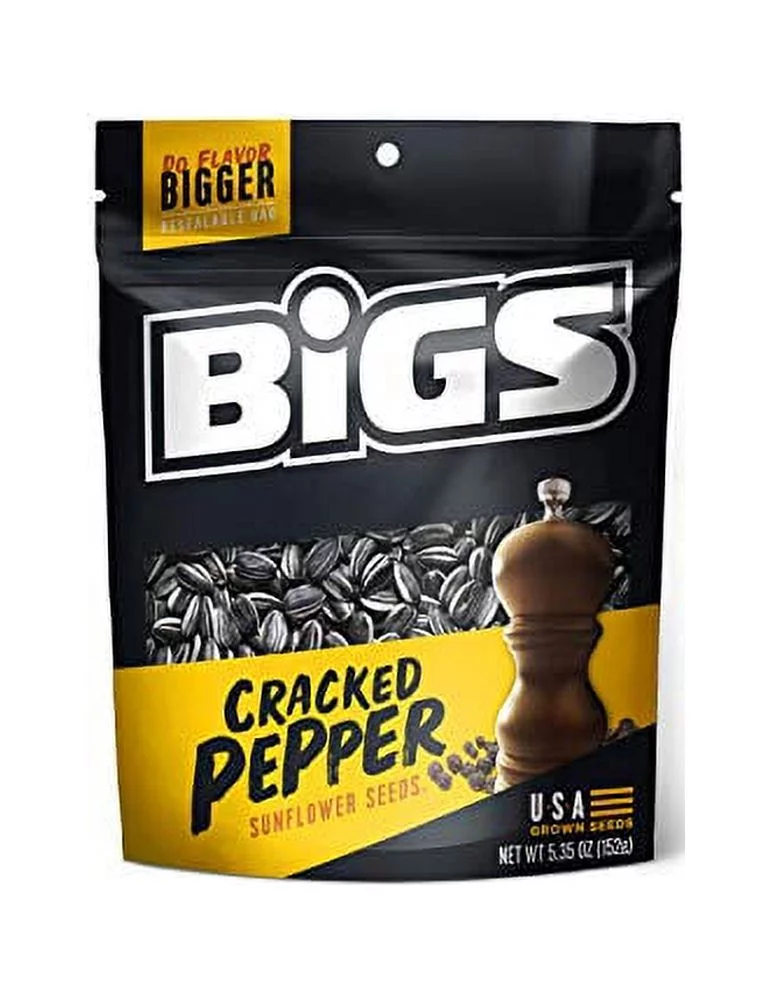 BIGS Sea Salt & Black Pepper Sunflowers Seeds, 5.35-Ounce Bag(Pack of 12)
