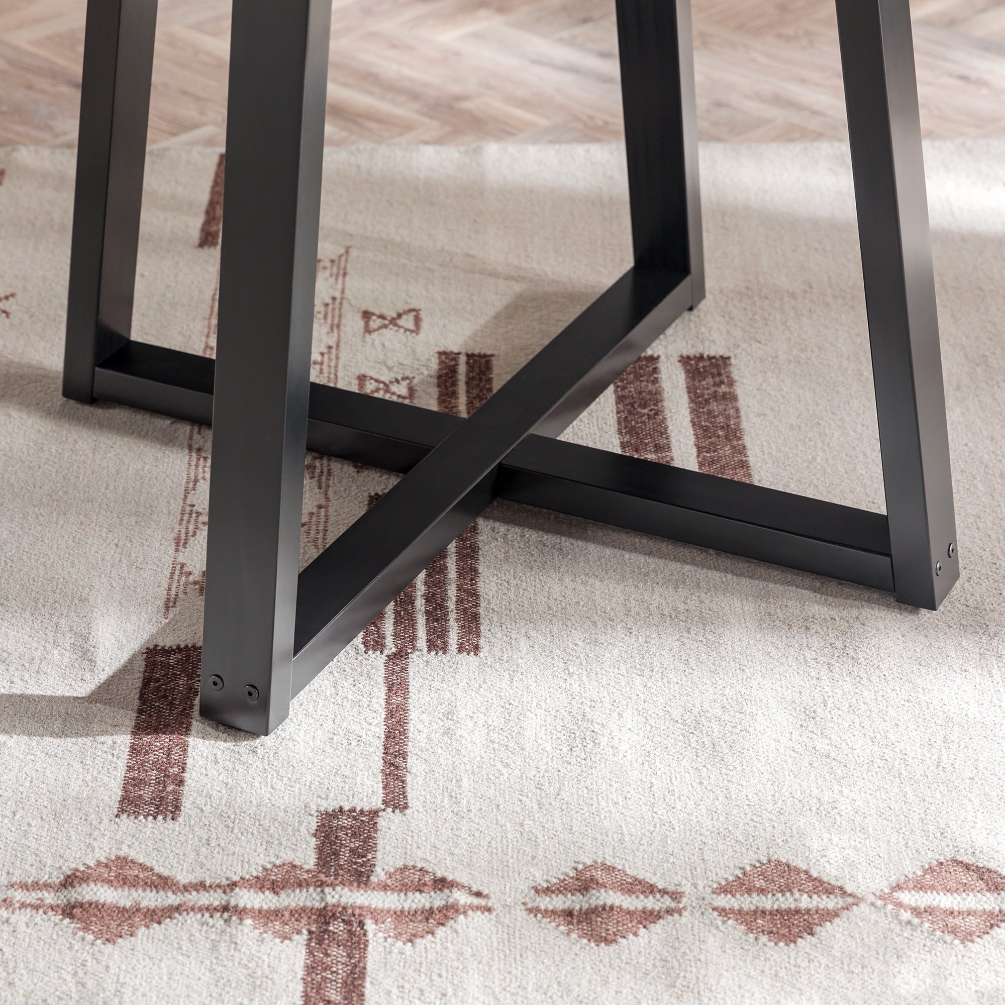 Walker Edison 42” Rustic Distressed Solid Wood Round Dining Table, Grey/Black