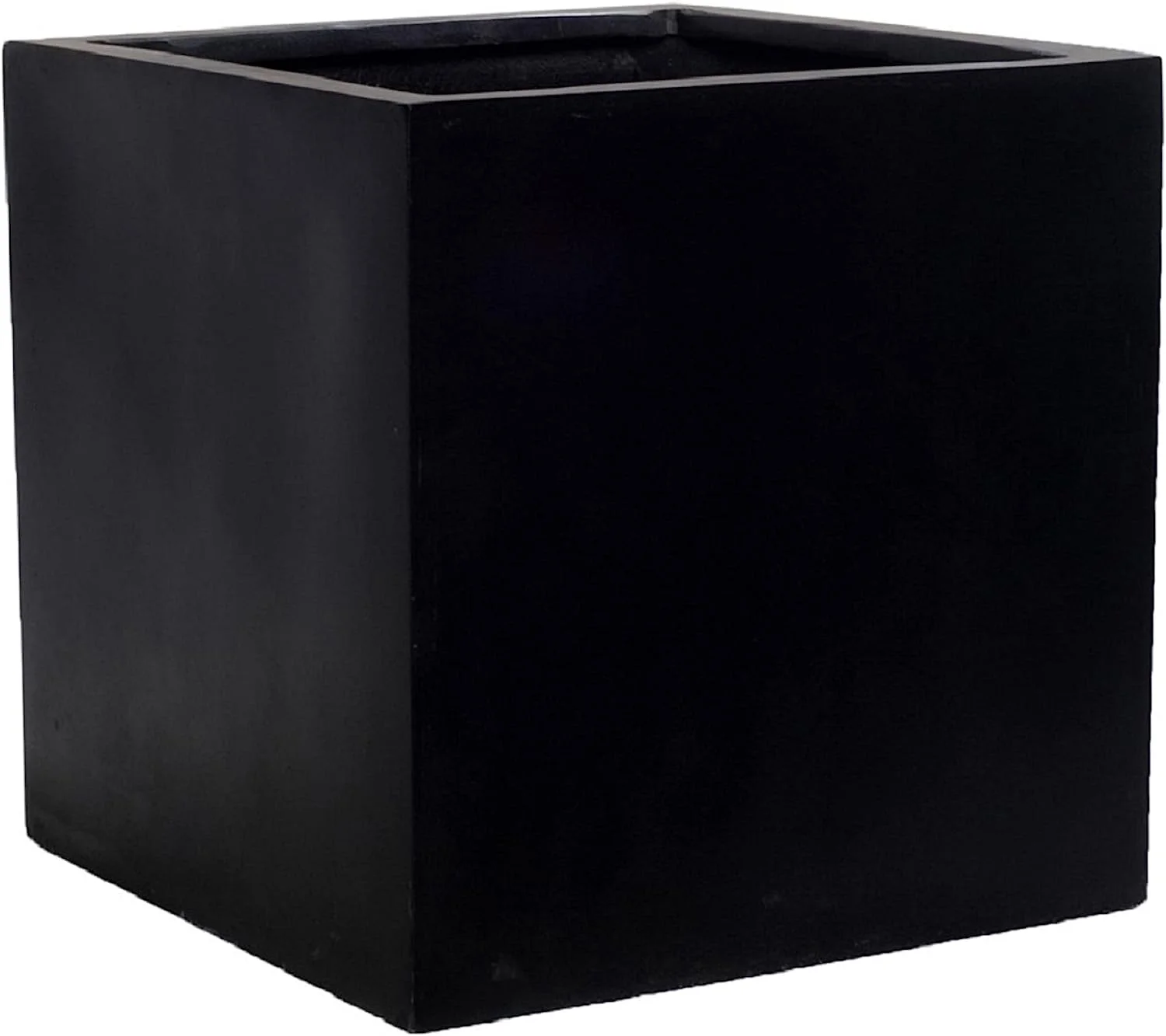 Modern Fiberstone Cube Planter Black Indoor Outdoor - 12