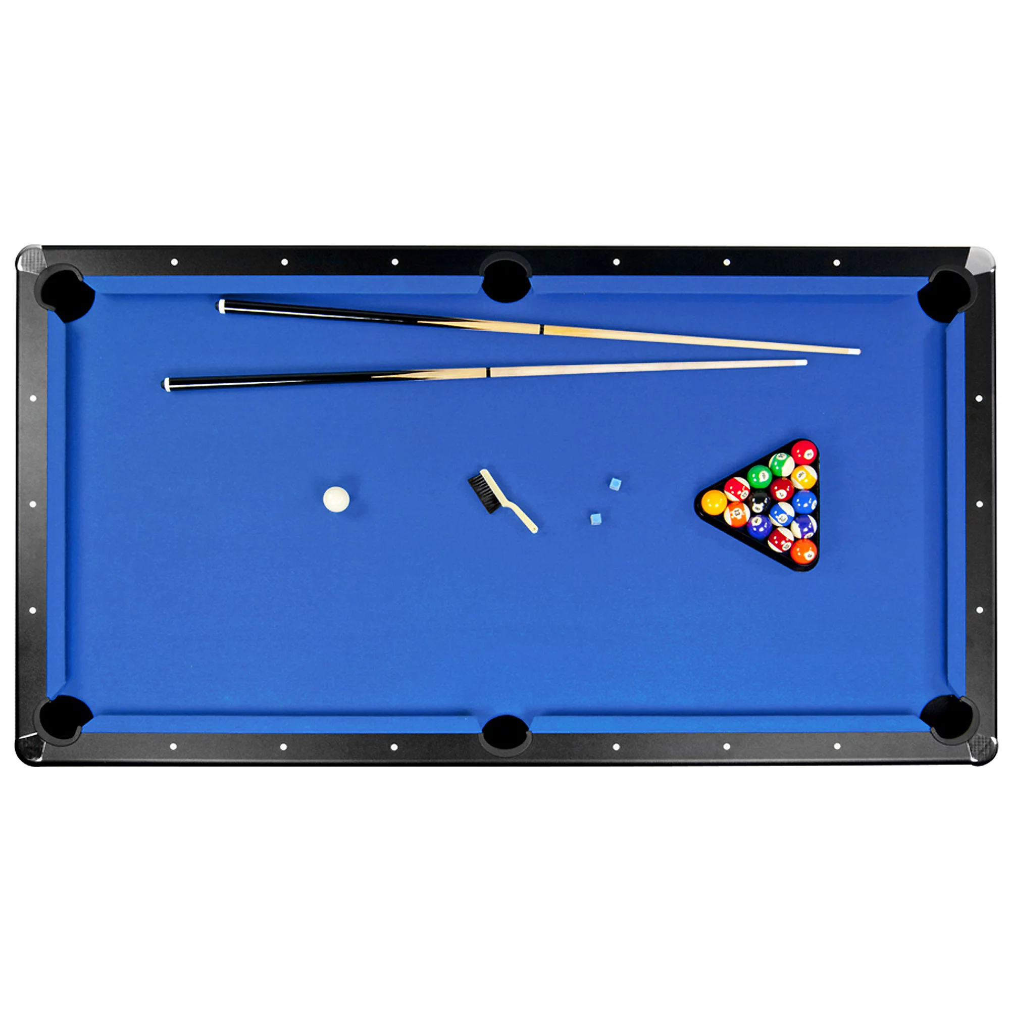 Hathaway Hustler 7-Foot Pool Table with Blue Felt, Internal Ball Return System, Easy Assembly, Pool Cues and Chalk
