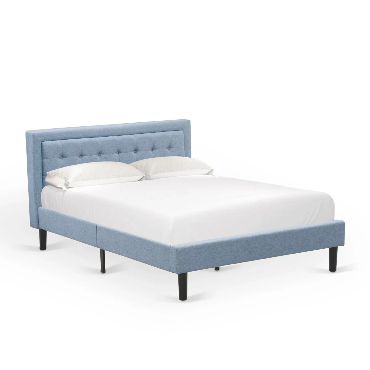East West Furniture 3-piece Wood Platform Bedroom Set in Denim Blue