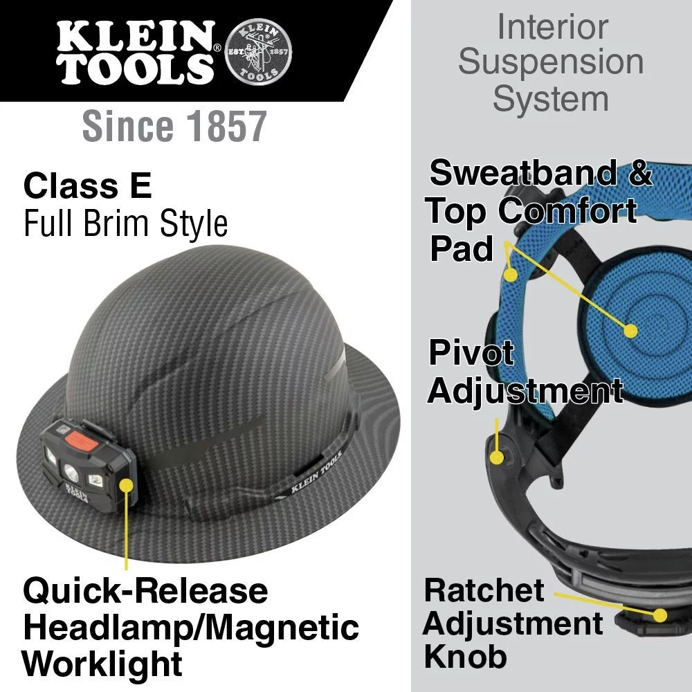 Klein Tools Hard Hat Class E With Lamp