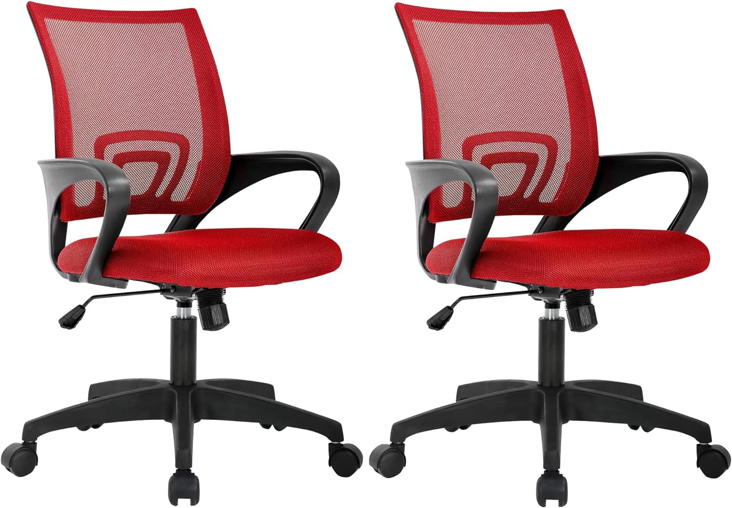 Home Office Chair Desk Computer Chair Adjustable Ergonomic Chair Lumbar Support Armrest Executive with High Density Mesh 360 Degree Swivel Chair for Adults Chair (Pack of 2, Red)