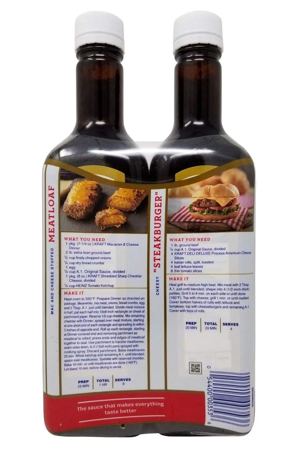 A1 Original Sauce For Steak, Pork & Chicken, 20 Oz X 2 Bottles