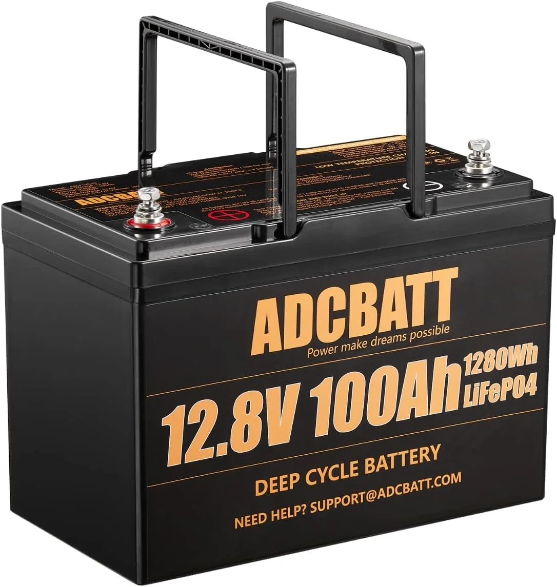 Adcbatt 12V 100Ah LiFePO4 Battery with Low Temperature Cut-off for Marine,RV,Trolling Motor, Backup