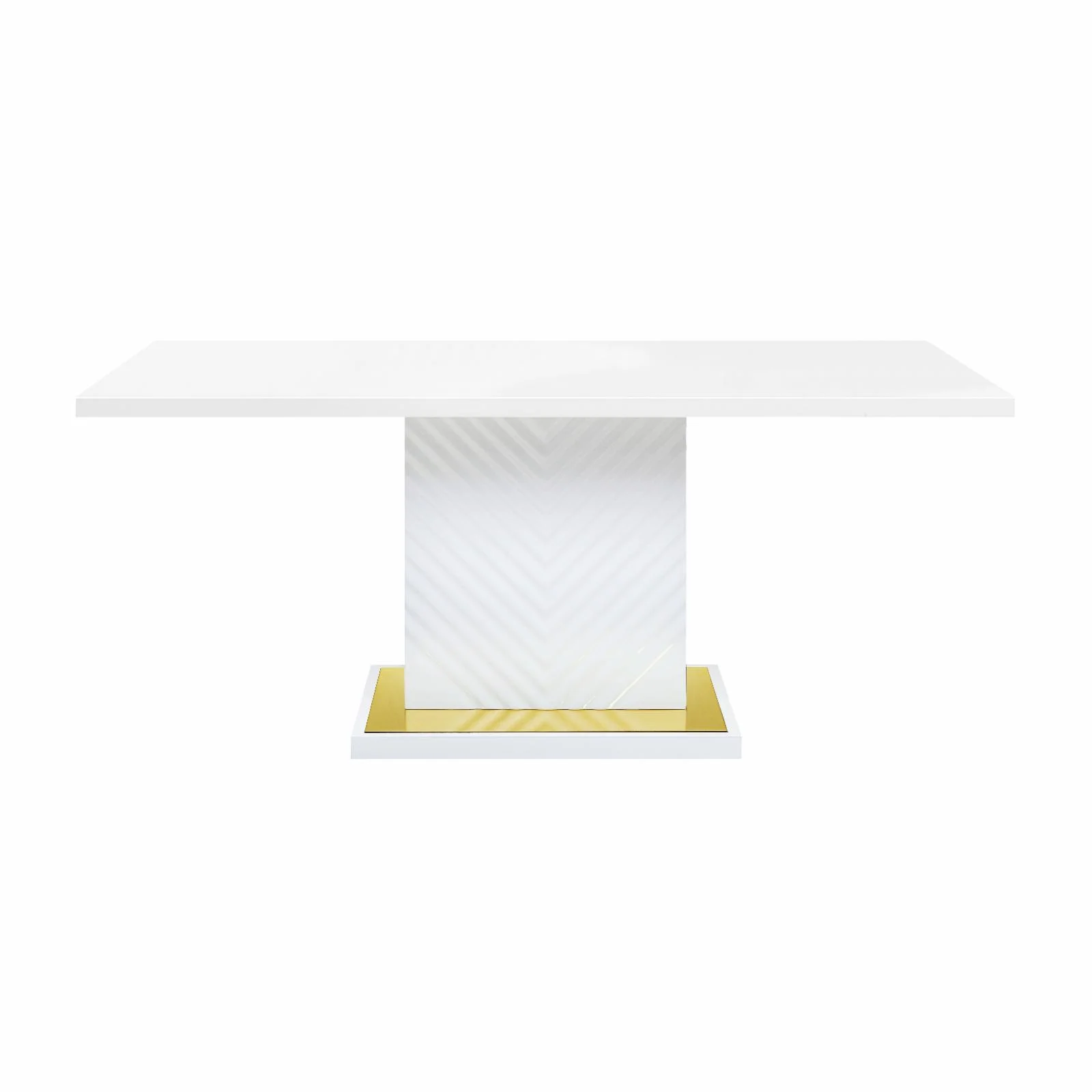 Acme Gaines Wooden Rectangular Top Dining Table in White High Gloss Indoor