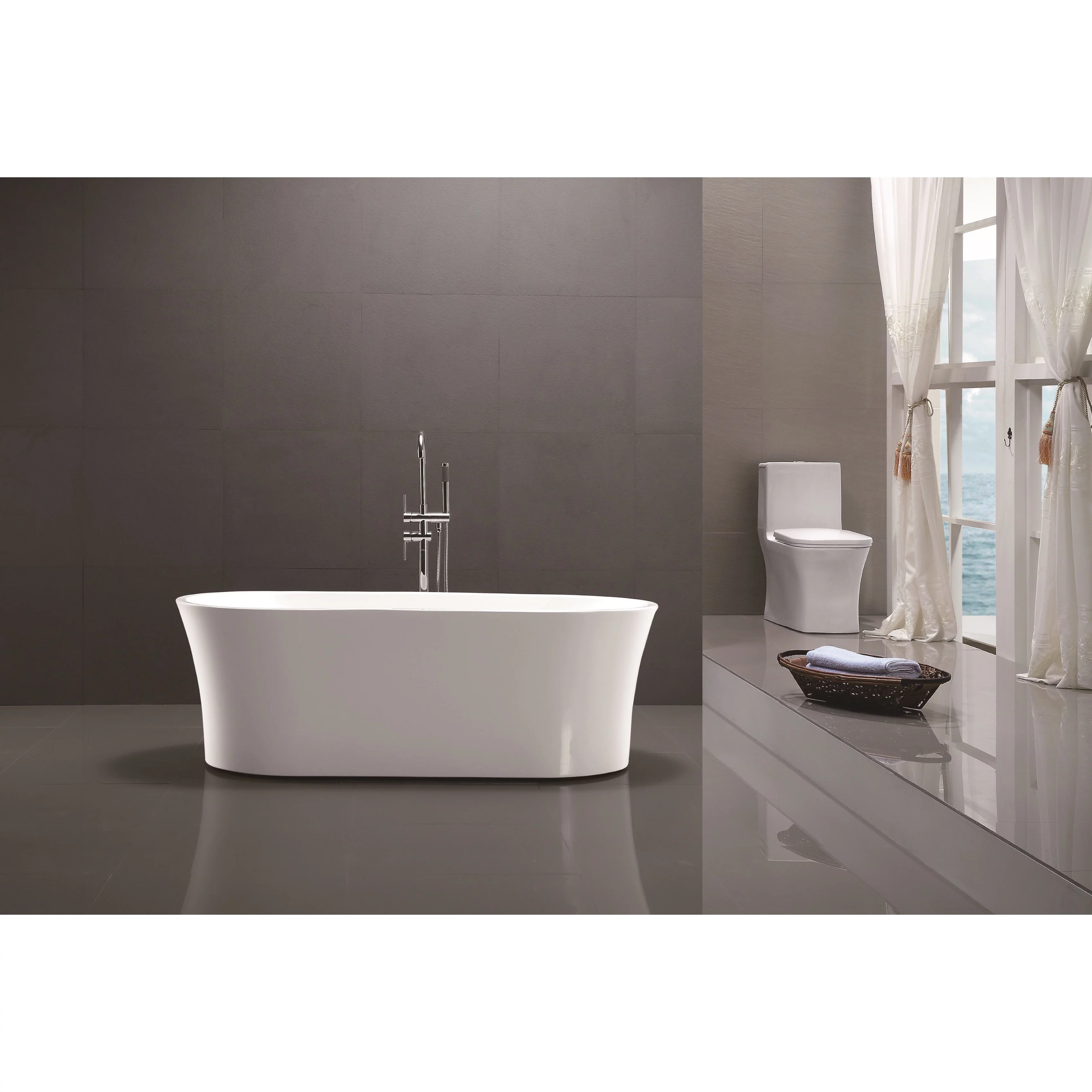 Vanity Art 63'' x 29.5'' Freestanding Soaking Bathtub