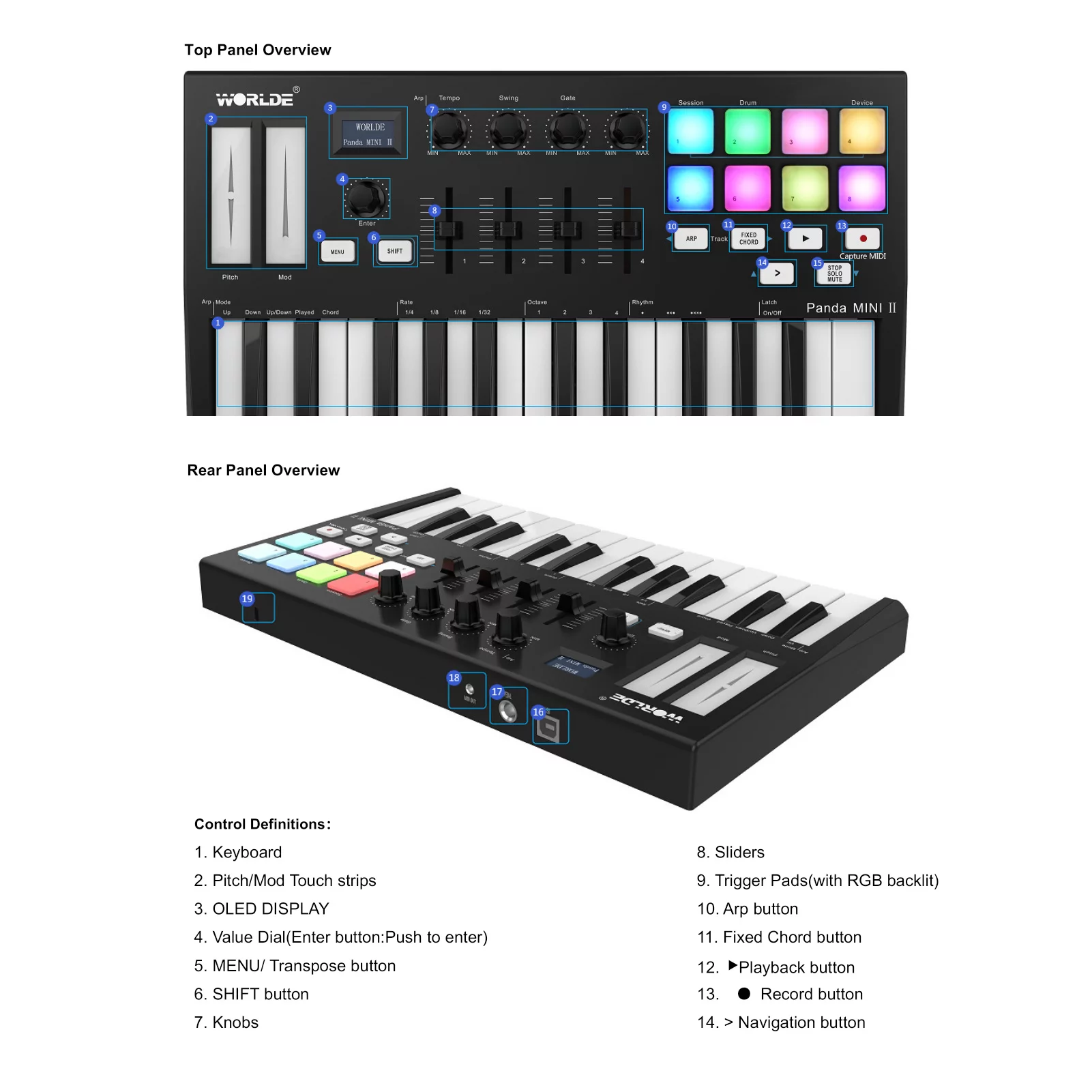 MIDI Controller,With 8 Pads Usb Midi With Pads 4 Knobs 4 Knobs 4 Ii Portable 25-key 8 Pads 4 Sliders Midi Pad 25-key Usb Midi Siuke Rookin Midi Buzhi Panda Usbdi Keyboa With Qiuni Pandani Ii