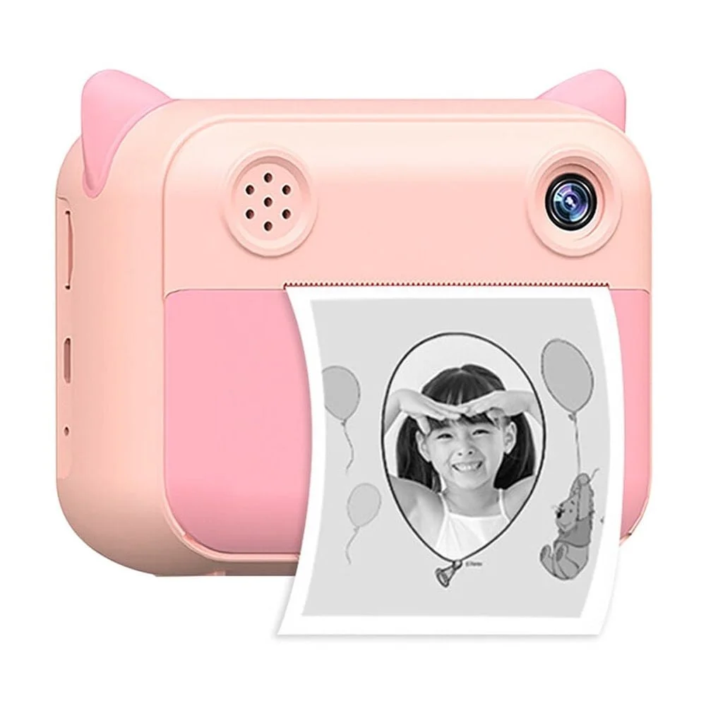 Cute Kids Instant Print Camera 1080P Digital Video Camera Dual Camera Lens 12MP 2.4 Inch LCD Screen Built-in Battery Birthday Festival Christmas Gift for Boys Girls