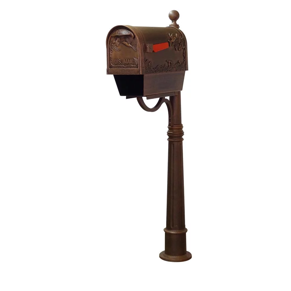 Special Lite Products Hummingbird Curbside Mailbox with Newspaper Tube and Ashland Mailbox Post