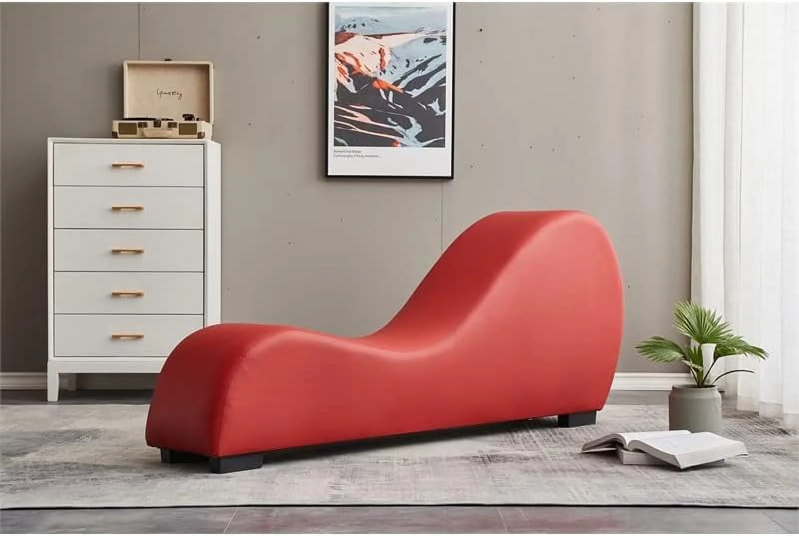 Kolar Faux Leather Yoga Relaxing Chaise In Red