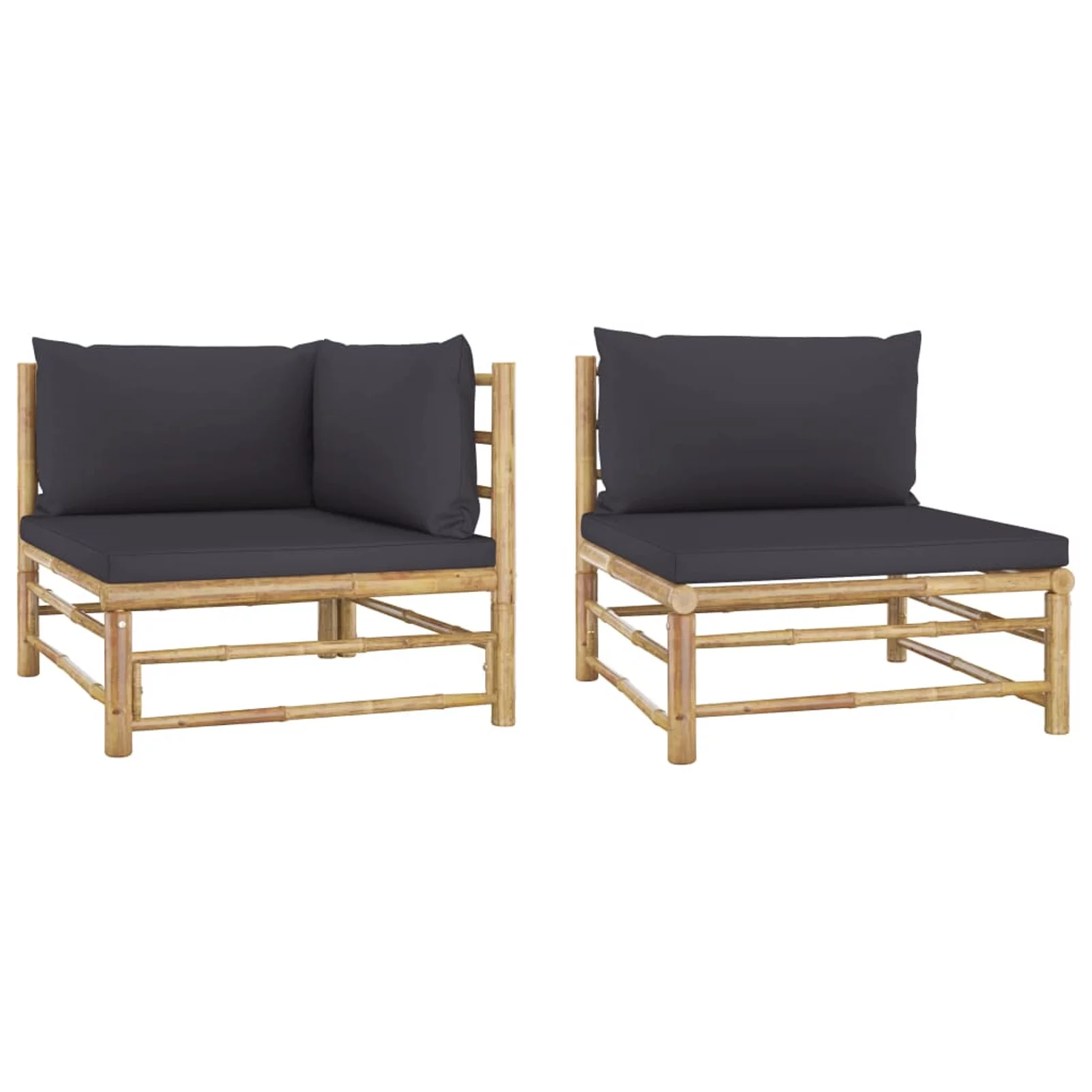 2 Piece Patio Set with Dark Gray Cushions Bamboo