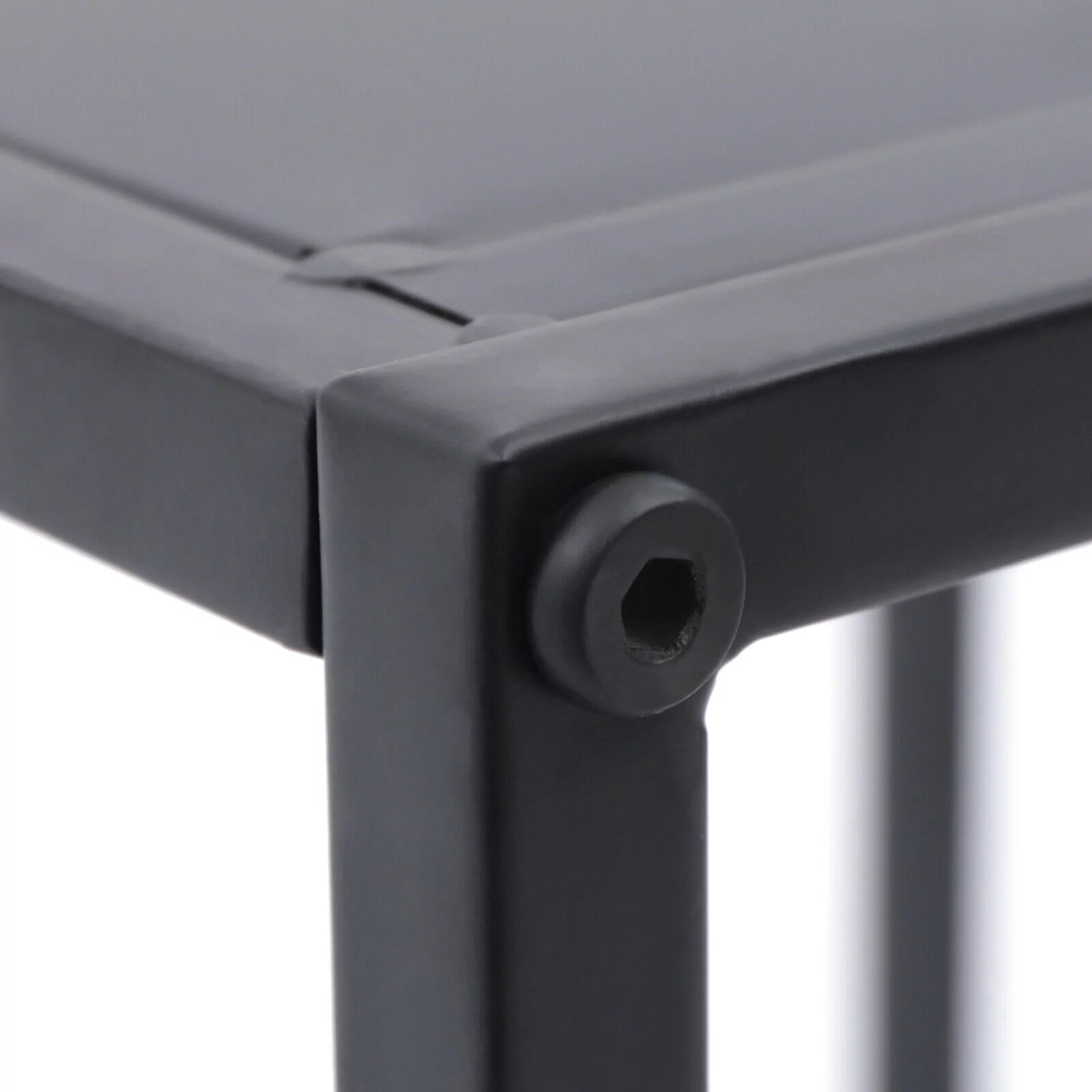 2pc Modern Square Metal Coffee Table Side/End Table Tray Matt Black Office Home