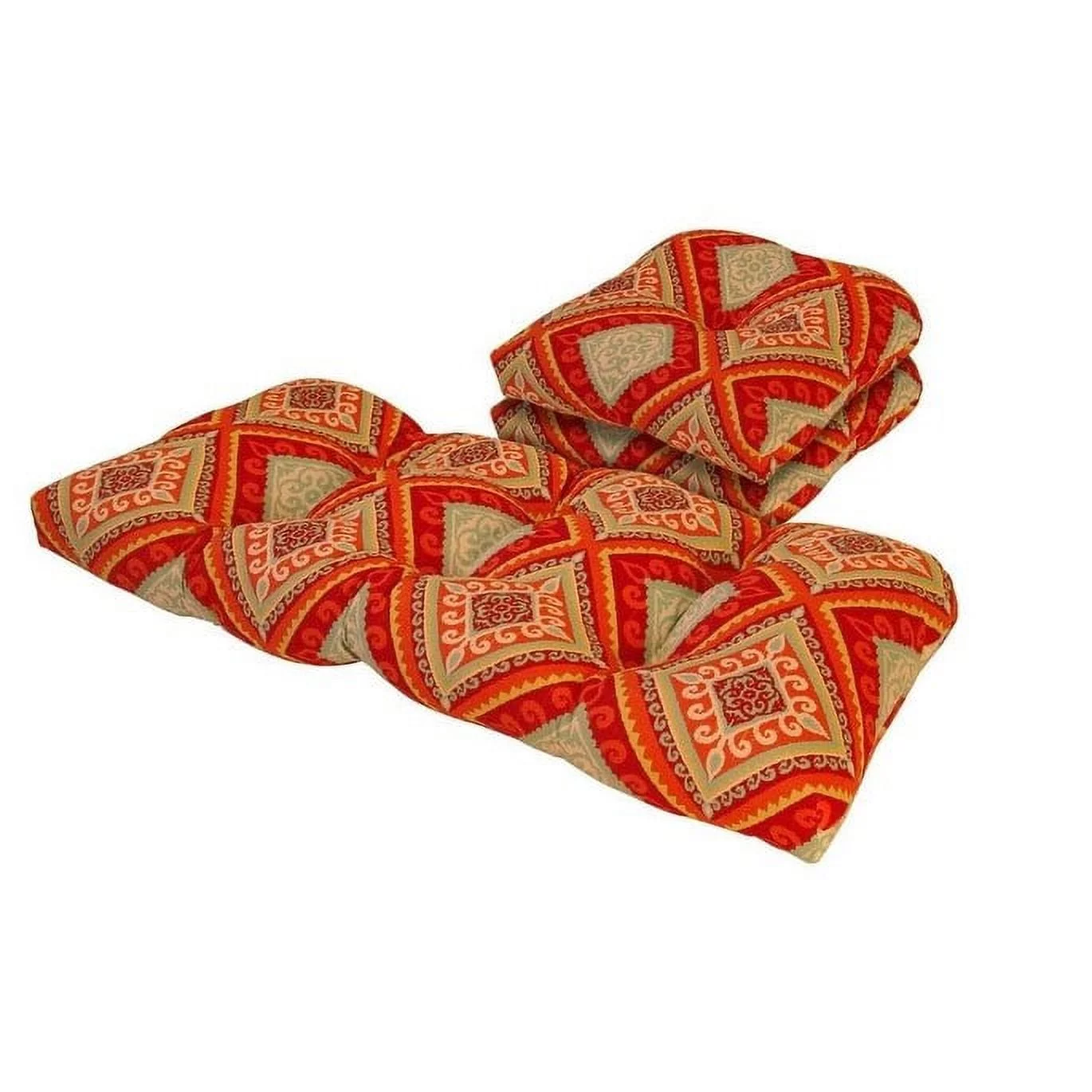 Outdoor Spanish Tile Red and Orange 3 Piece Cushion Set - 19