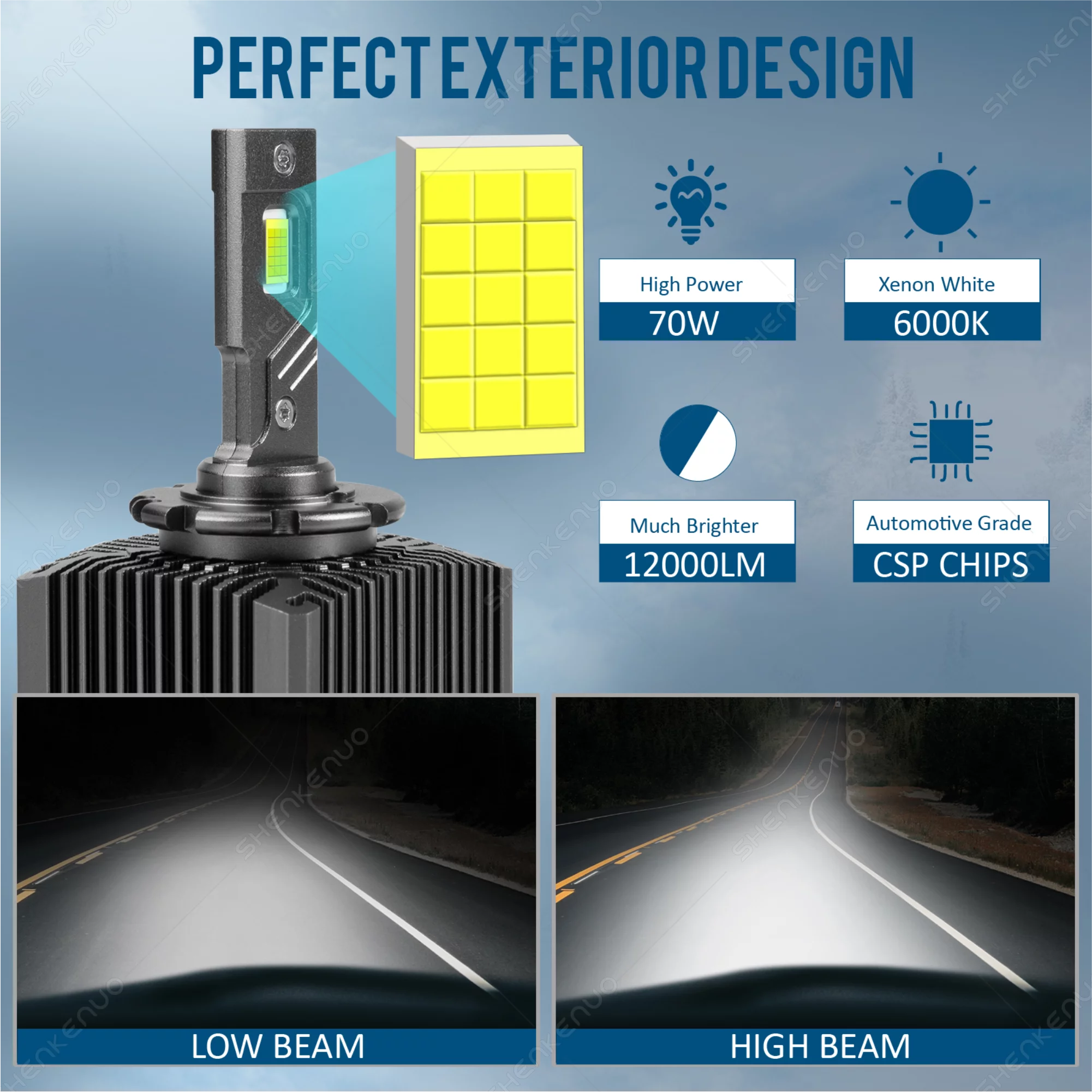 LED Headlight Bulbs For Ford Mustang 2008-2017 Low/High Beam 6000K WHITE 2X Kit