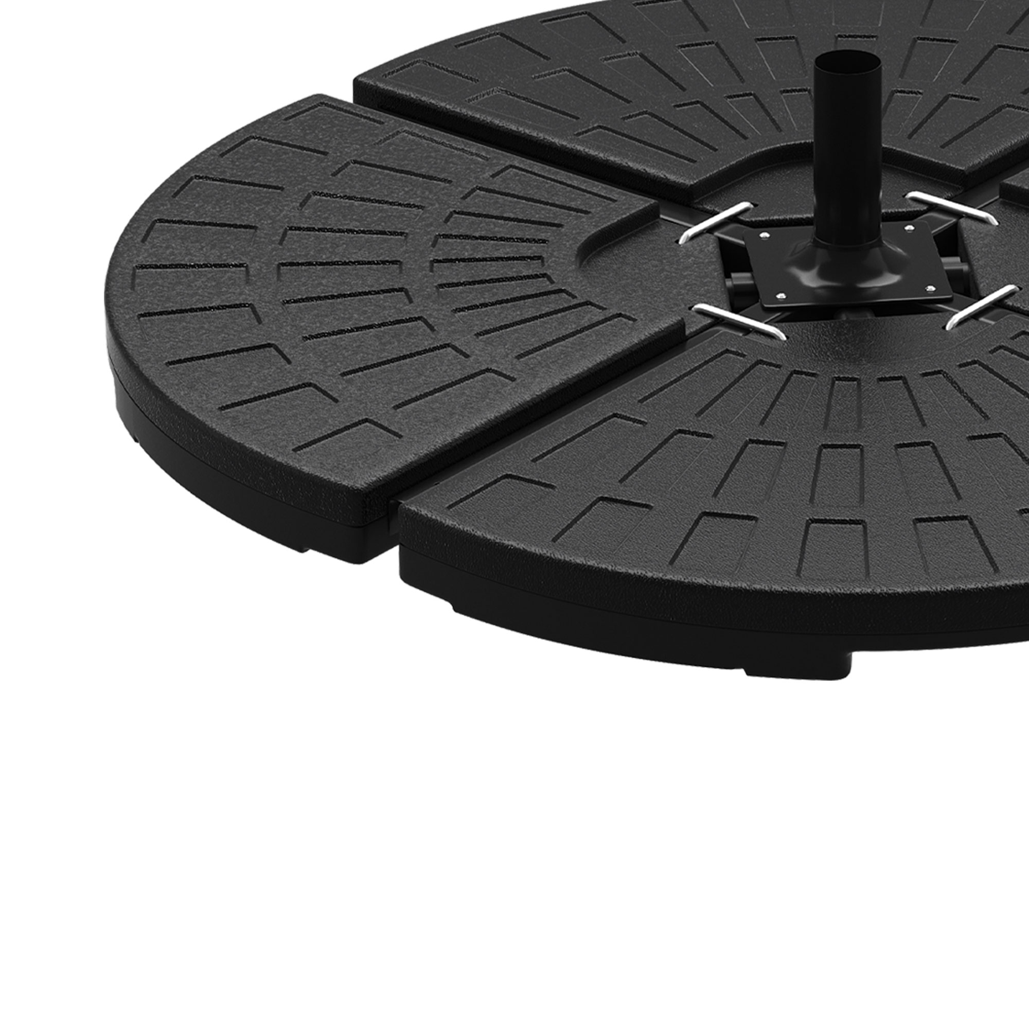 ModFusion 4-Piece Round Patio Umbrella Base Plate Set with Easy-Fill Spouts, Fills up to 110 lbs
