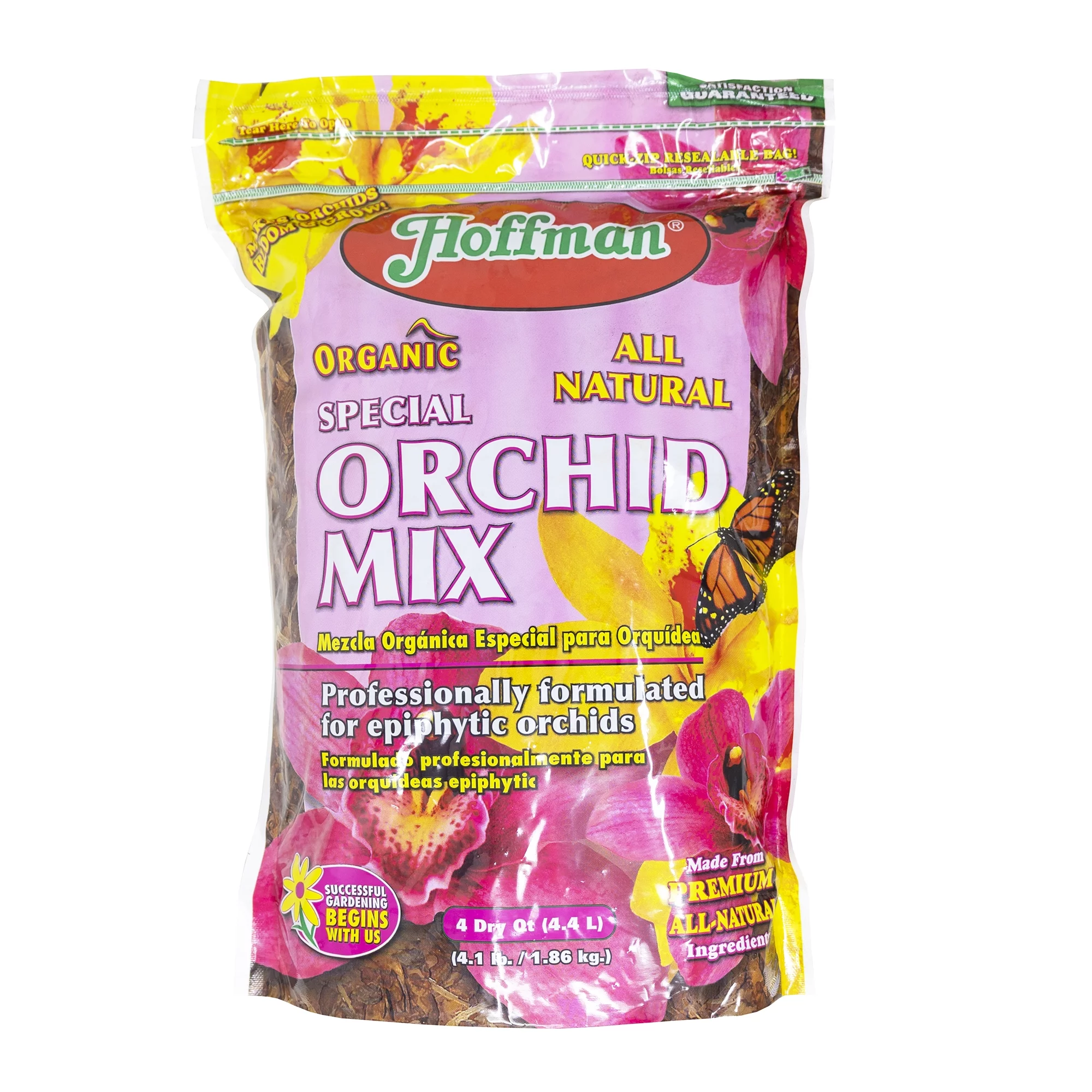 Hoffman Organic All-Natural Pre-Mixed Special Orchid Potting Mix for Better Blooms in Epiphytic Orchids, 4qt Bag