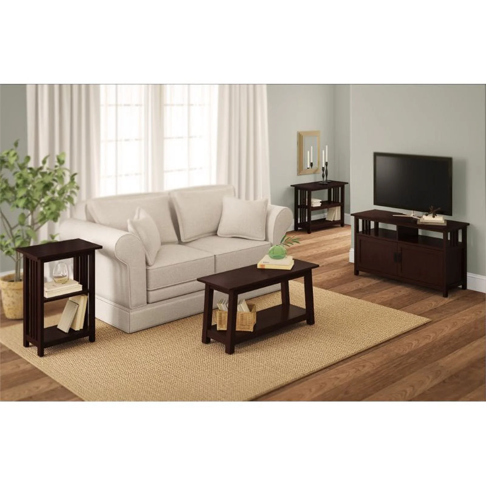 Home Square 2-Shelf Wood End Table in Espresso Finish - Set of 2