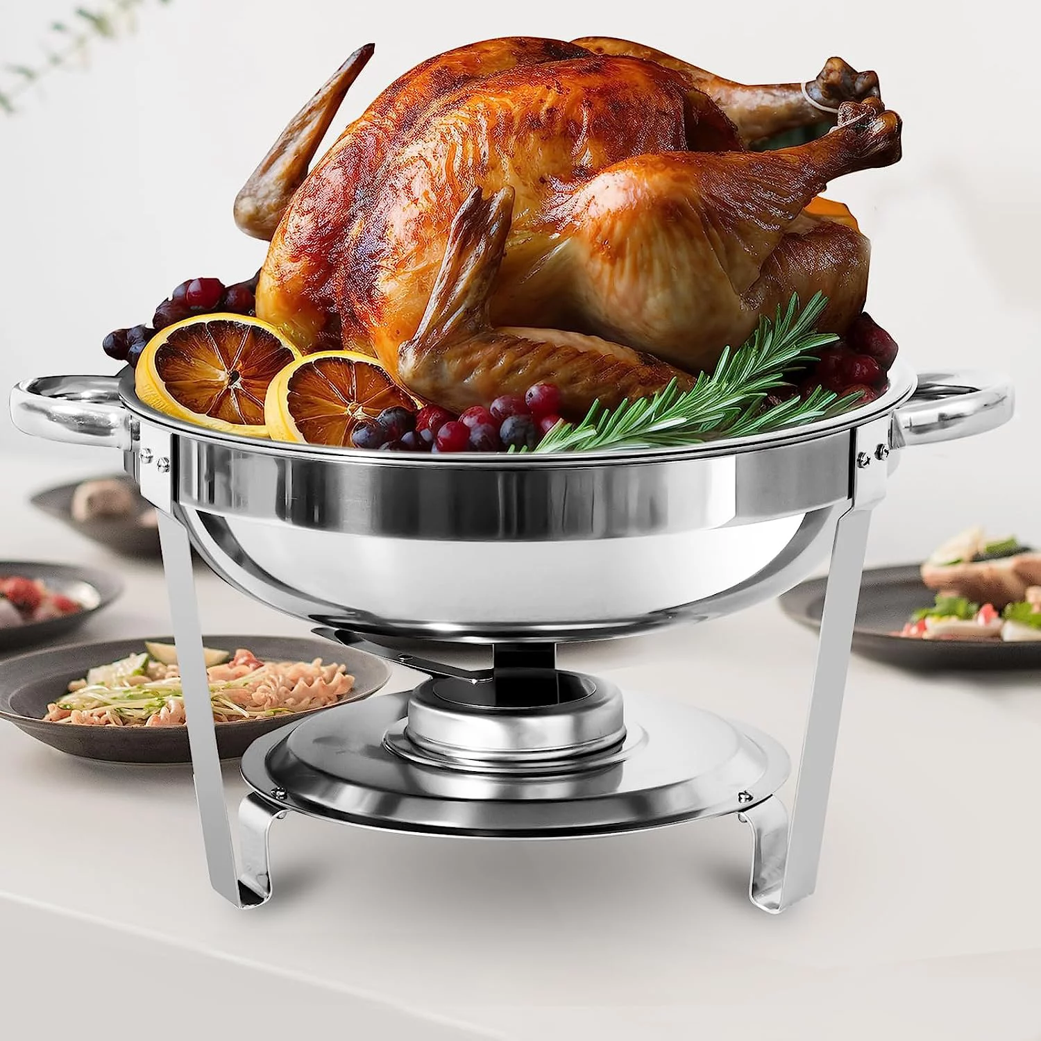 Jacgood 6 Qt Chafing Dish Buffet Set,4 pack Stainless Steel Round Chafers and Buffet Warmers Sets with Food and Water Trays for Catering
