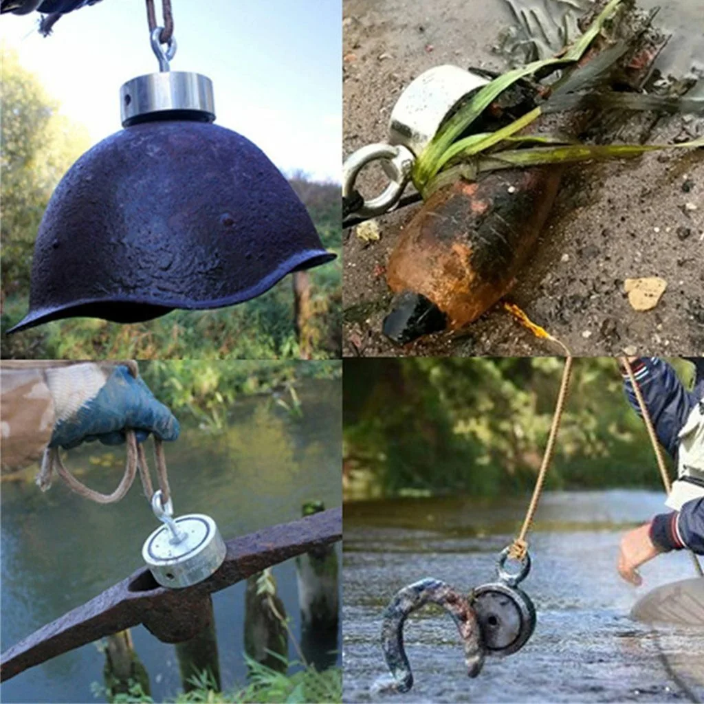 1100LBS Double Sided Fishing Magnet, Super Powerful Neodymium Magnet N52 Round