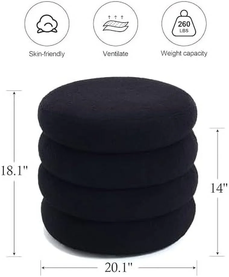 CGFHYP Boucle  Ottoman  Round Foot  Stool Seat for Living Room  Off-White Vanity Foot Ottoman Pouf  Soft Tufted Footstool Seat with Removable Lid for Entry Table    Girl Gifts