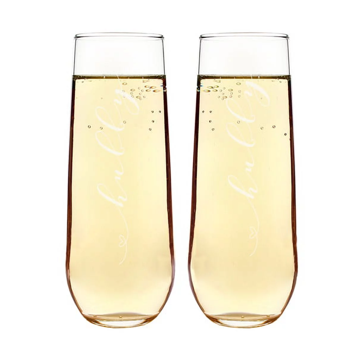 Hubby & Hubby Stemless Champagne Flutes